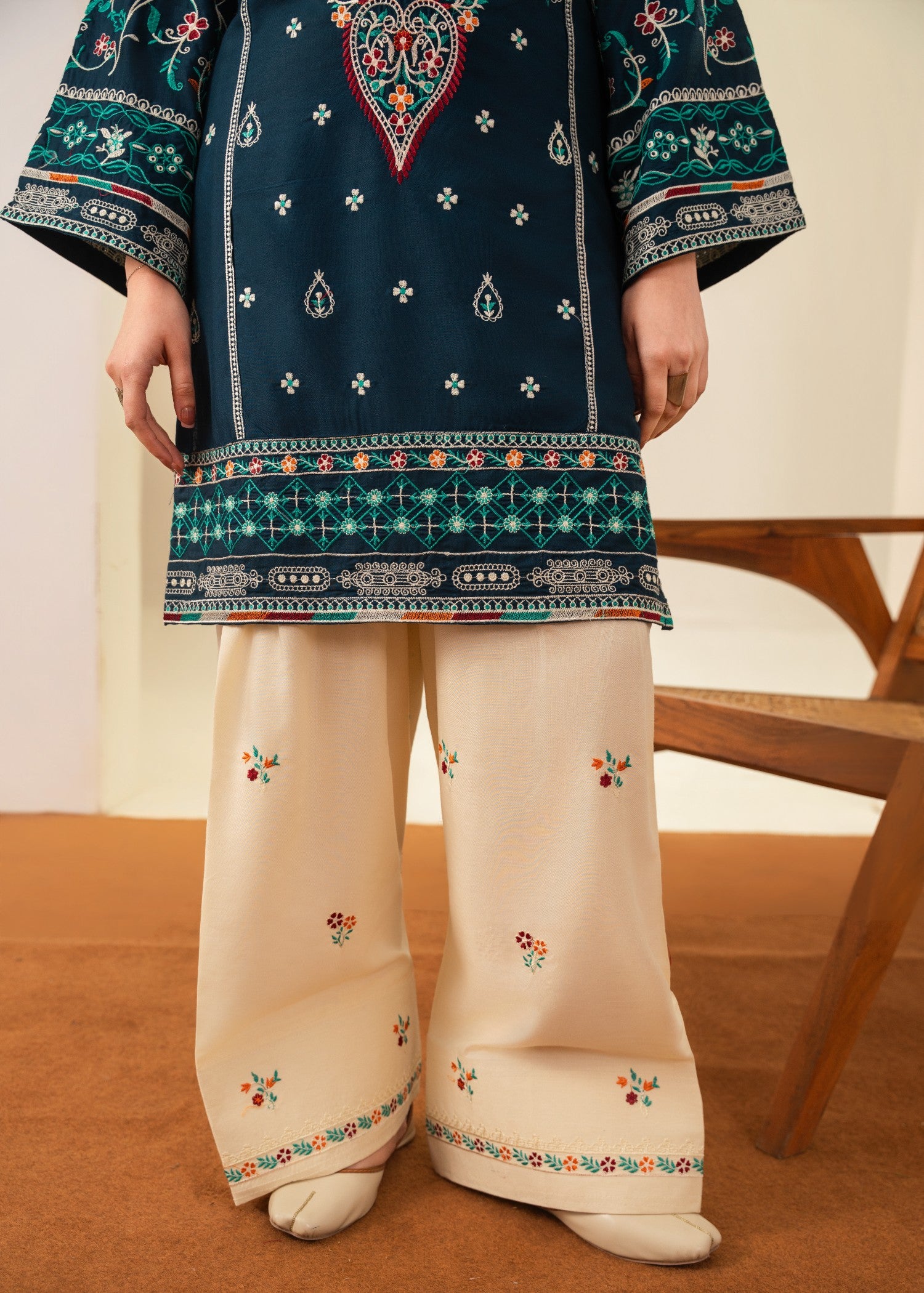 lawn Kurta Set in Teal