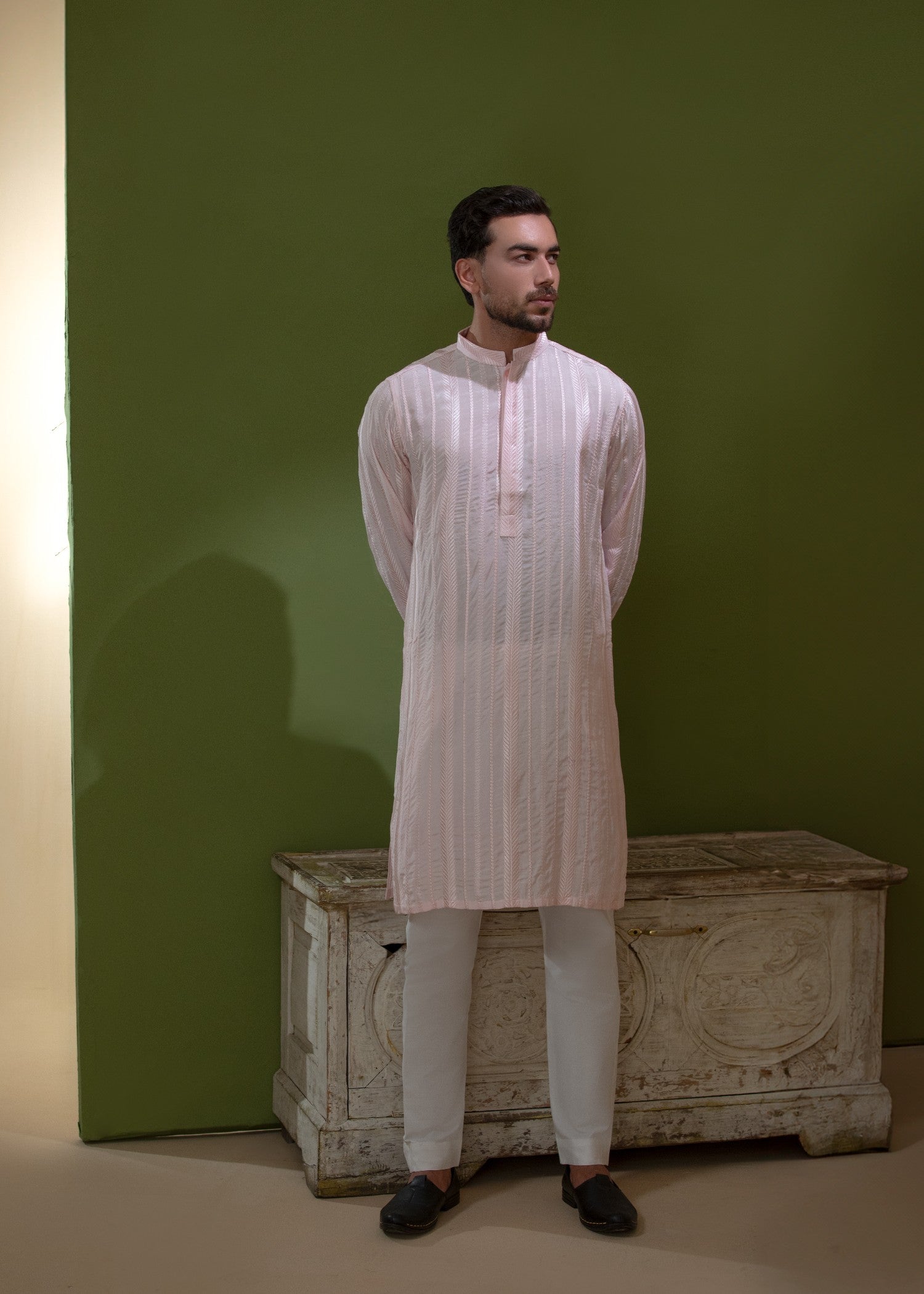 pk raw silk Kurta Set in Blush pink