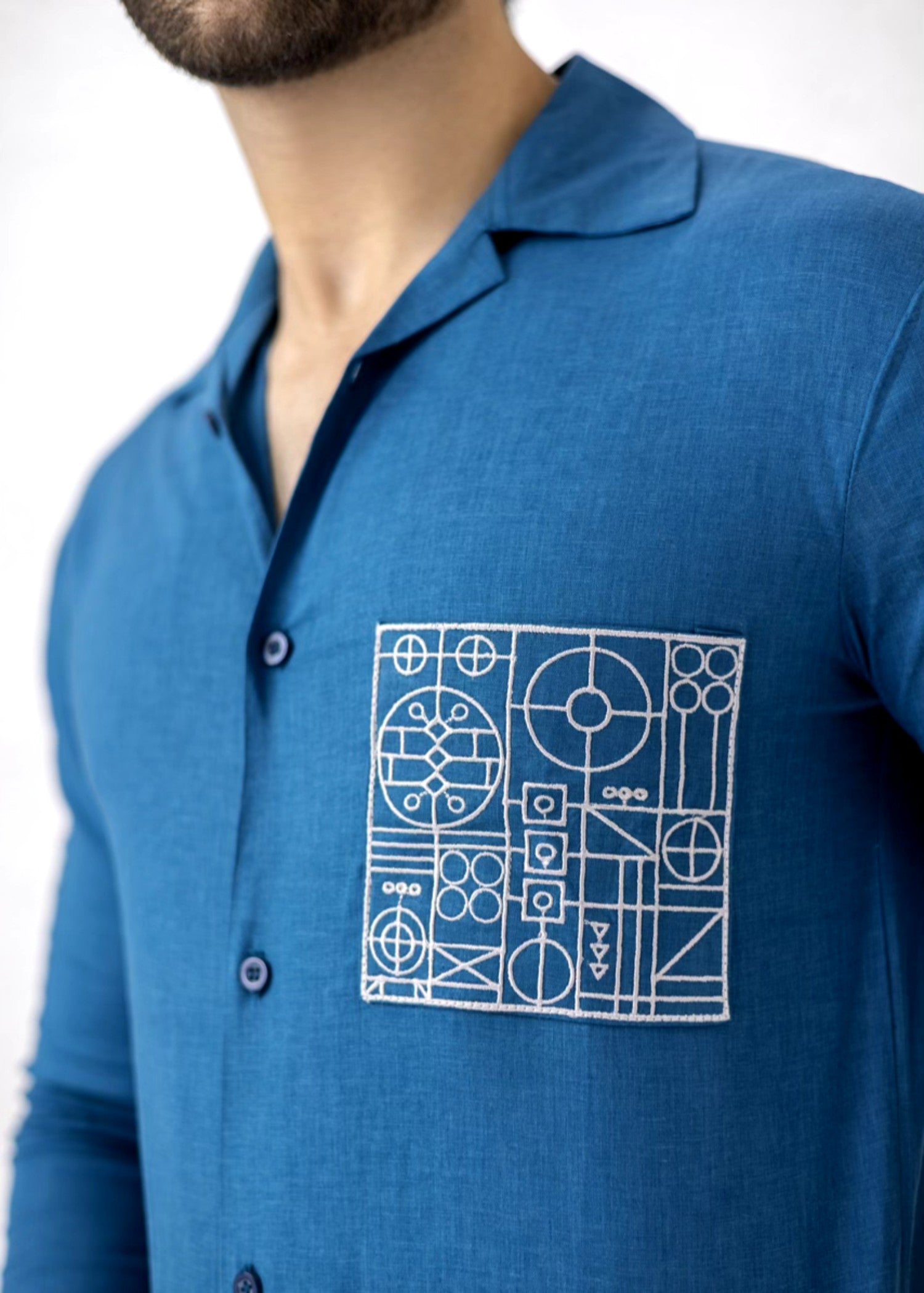 cotton Casual Shirt in Sapphire blue