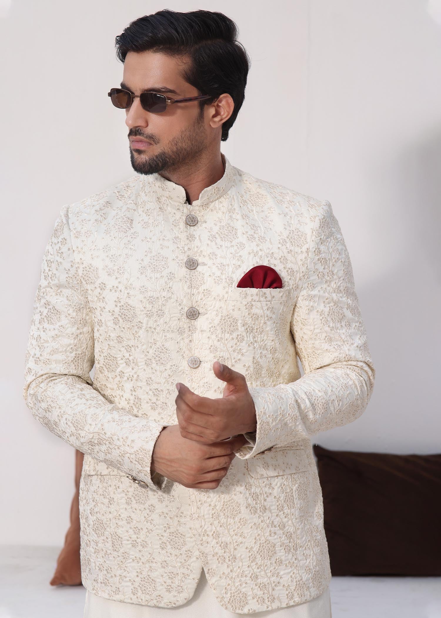 satin Prince Coat in Off-white