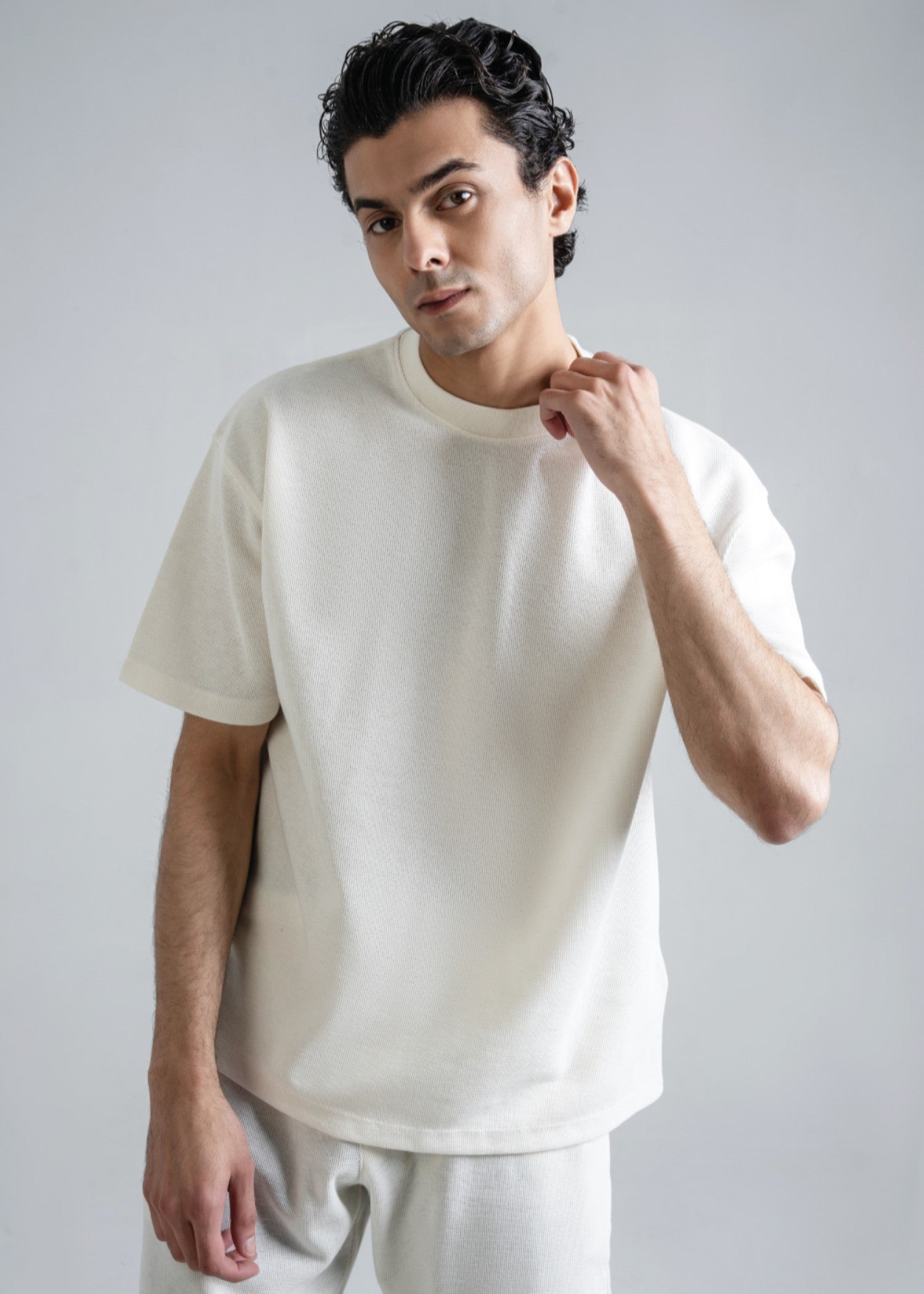 jacquard T Shirt in Off-white