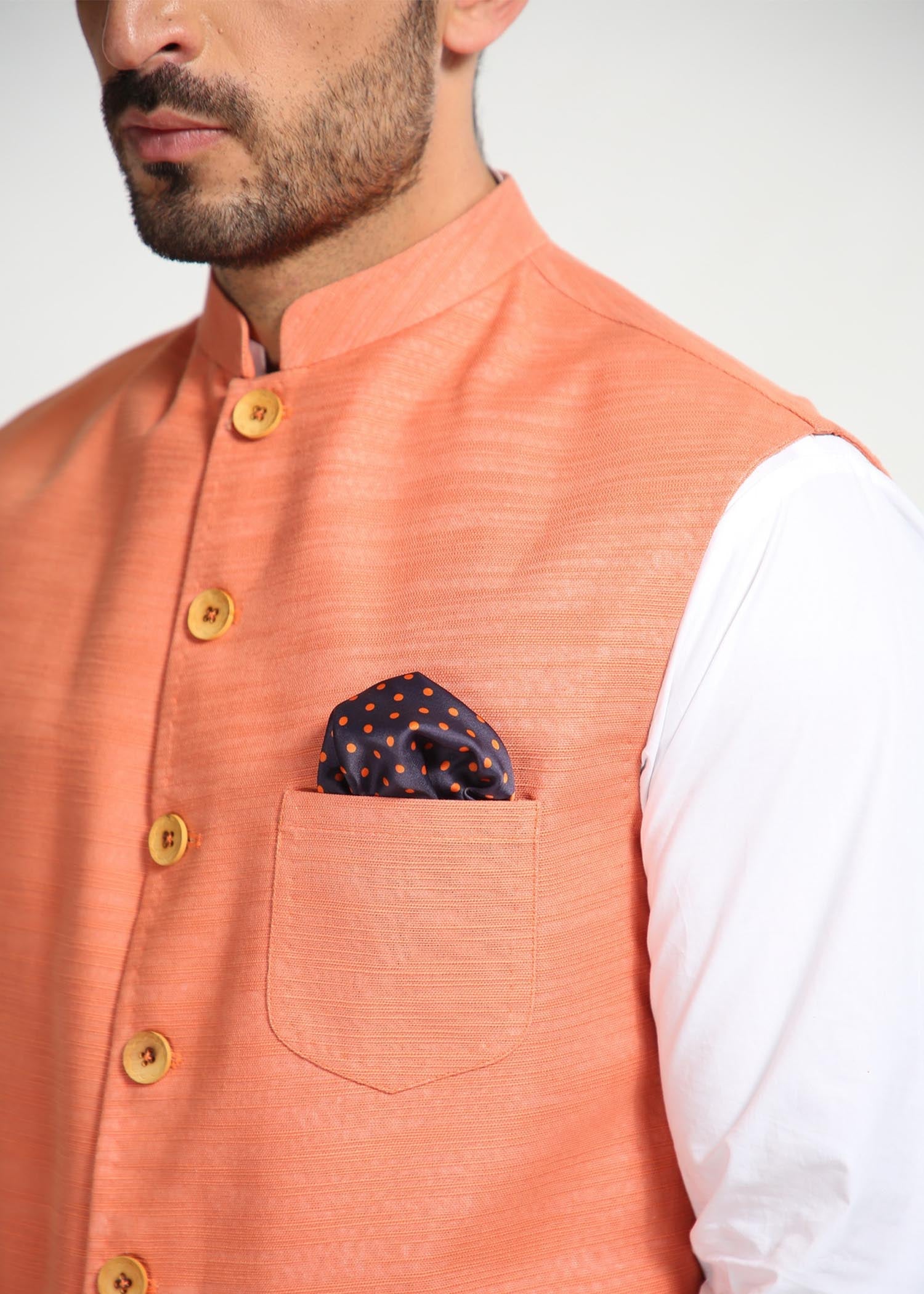 linen Waistcoat in Coral pink