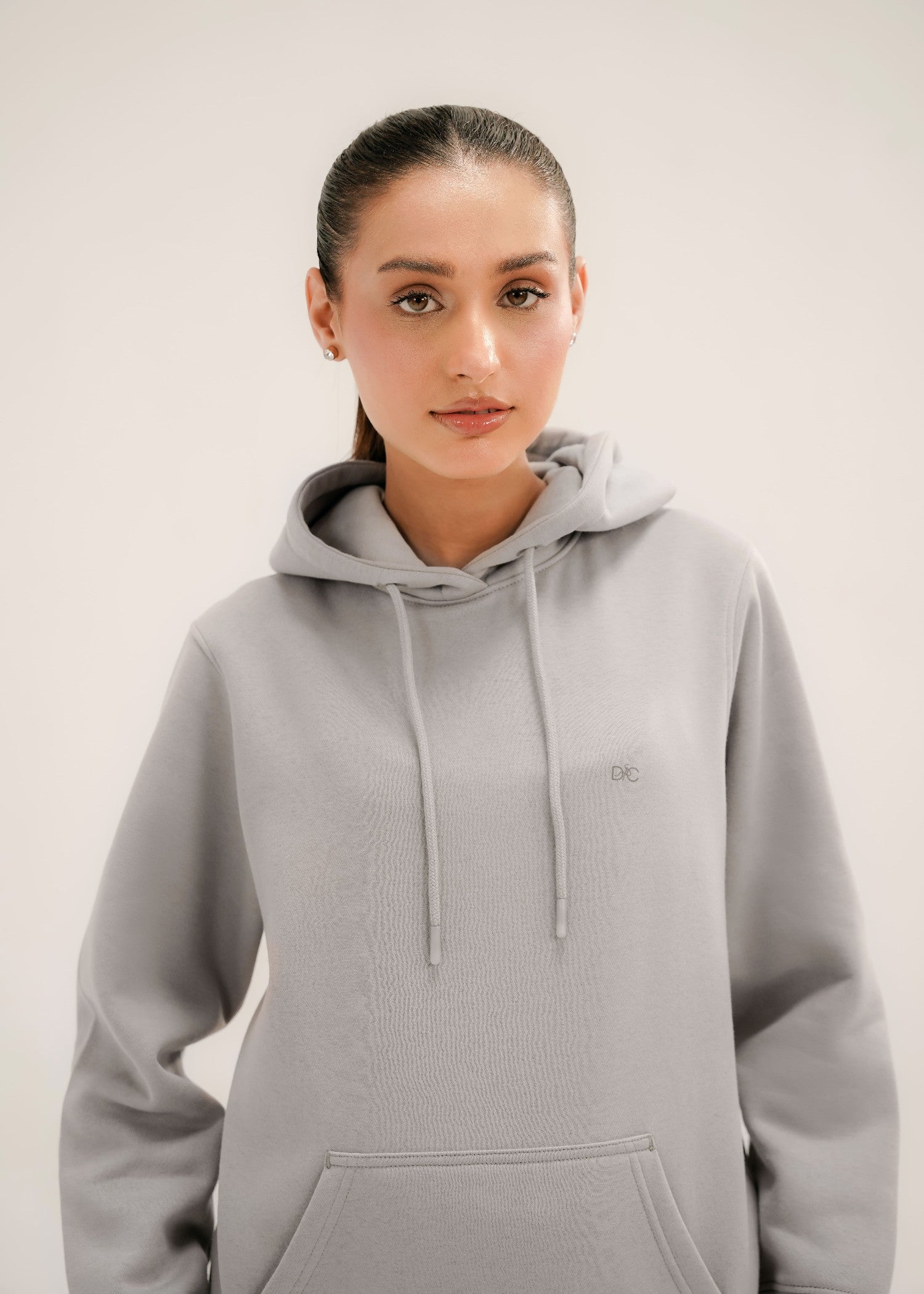 fleece Hoodie in Silver