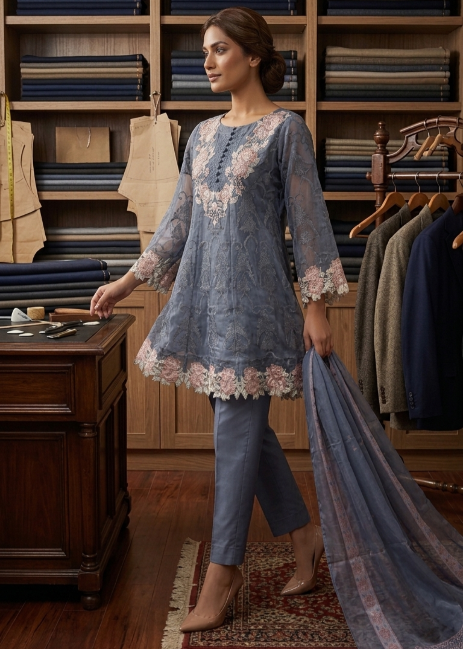 organza Short Frock in Purple mountain majesty