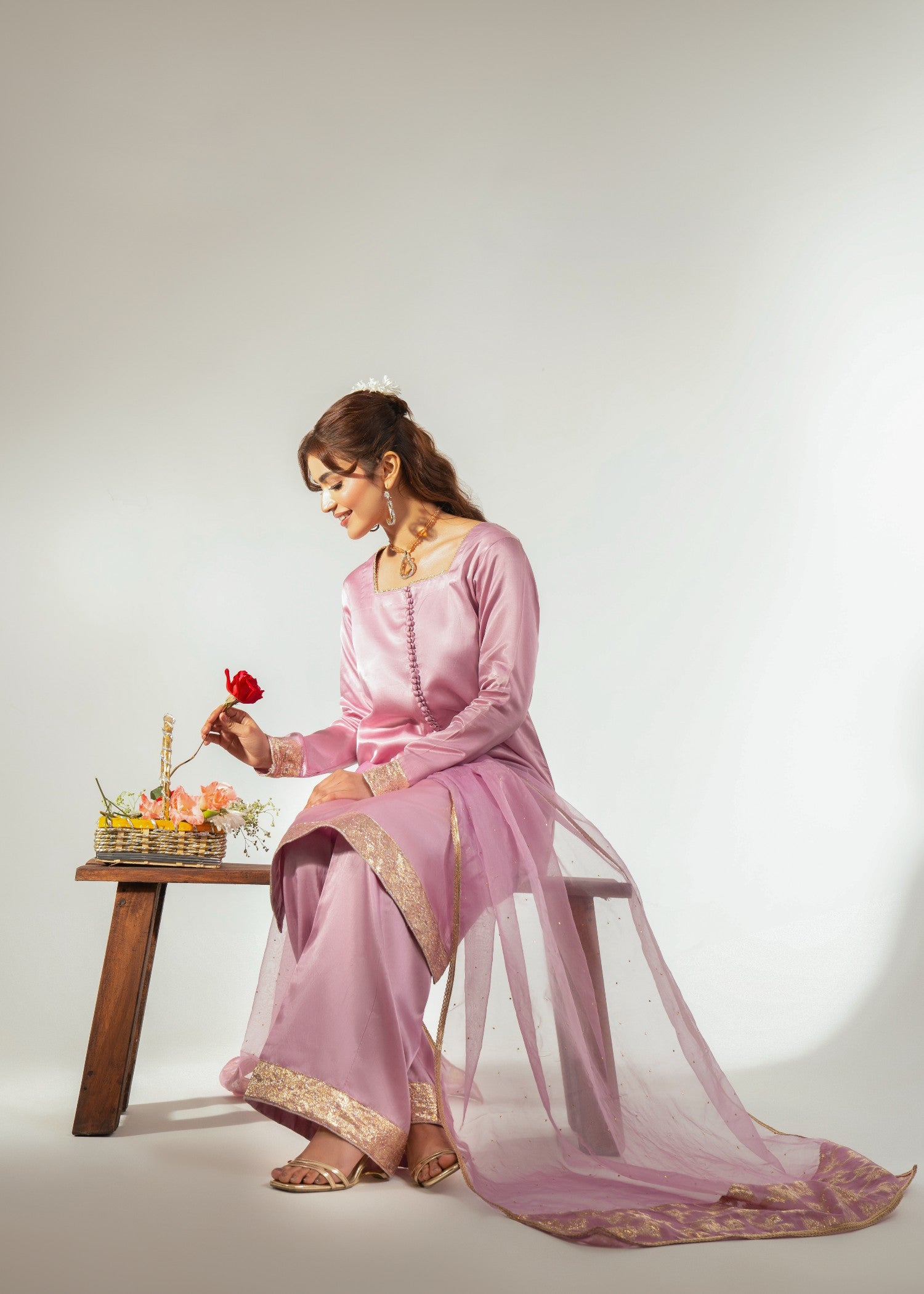 cotton silk Kurta Set in Blush pink