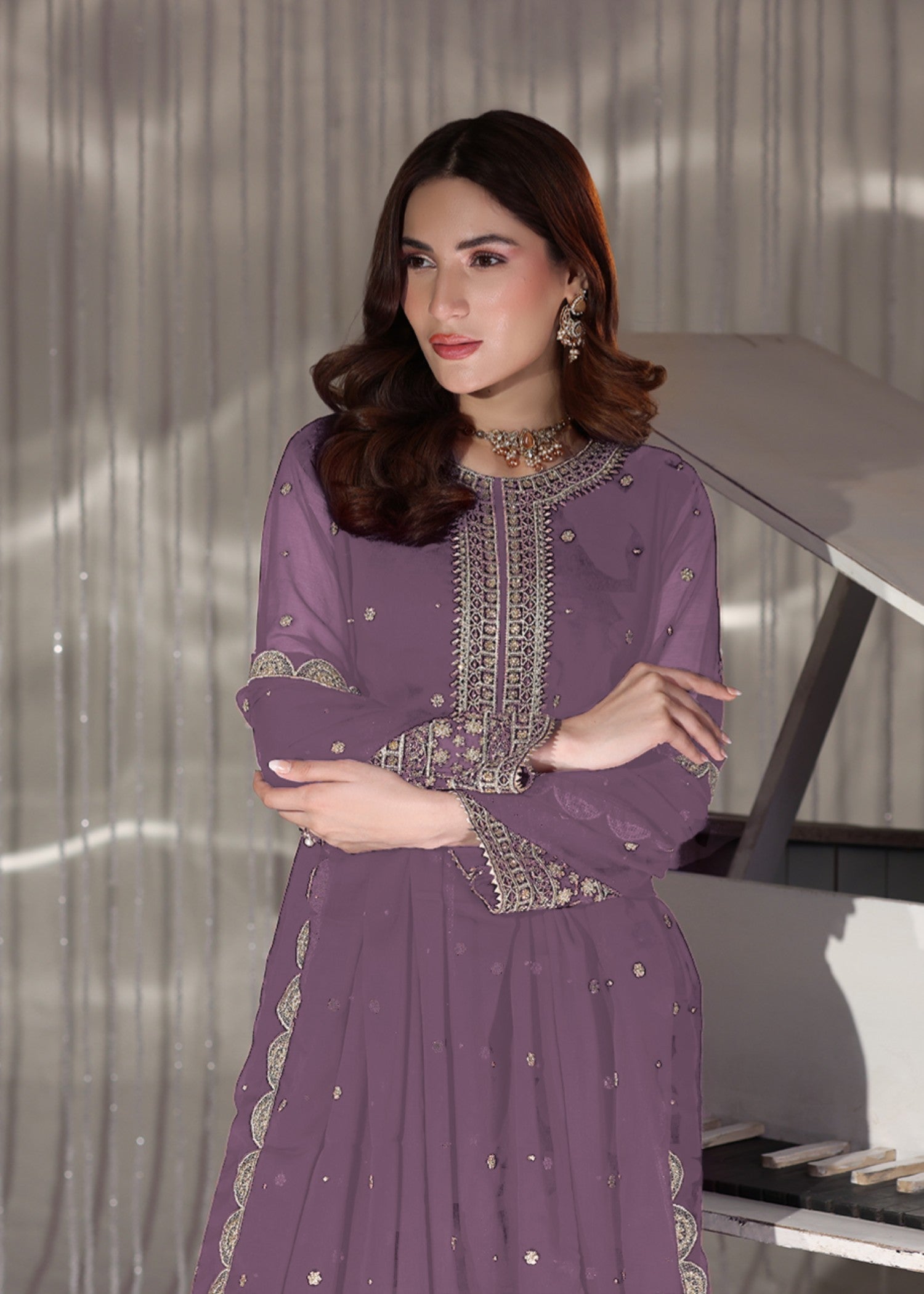 pk chiffon Lehenga in Lilac