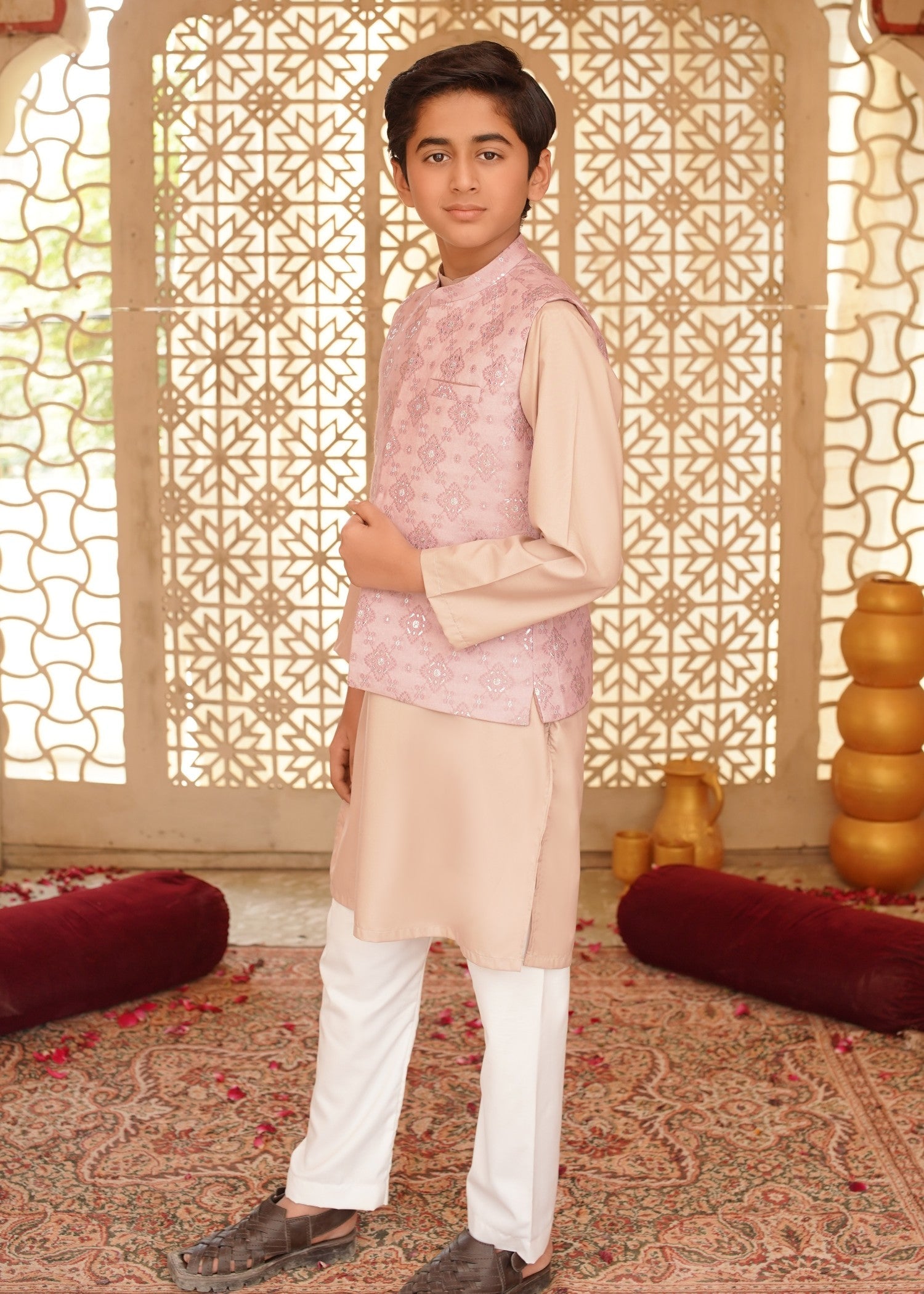 jacquard Waistcoat in Pale pink