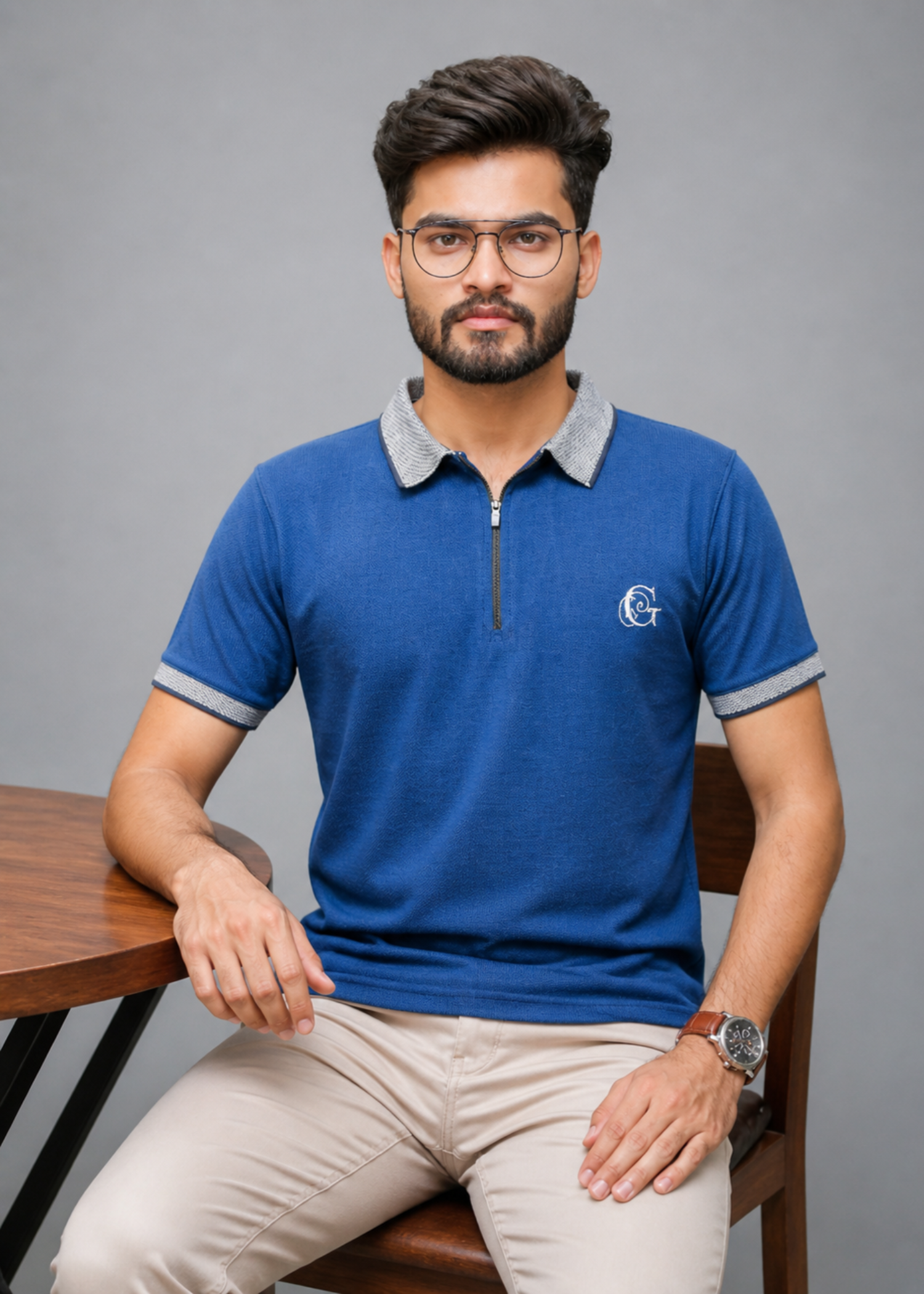 cotton pique Polo Shirt in Blue by Glomoria