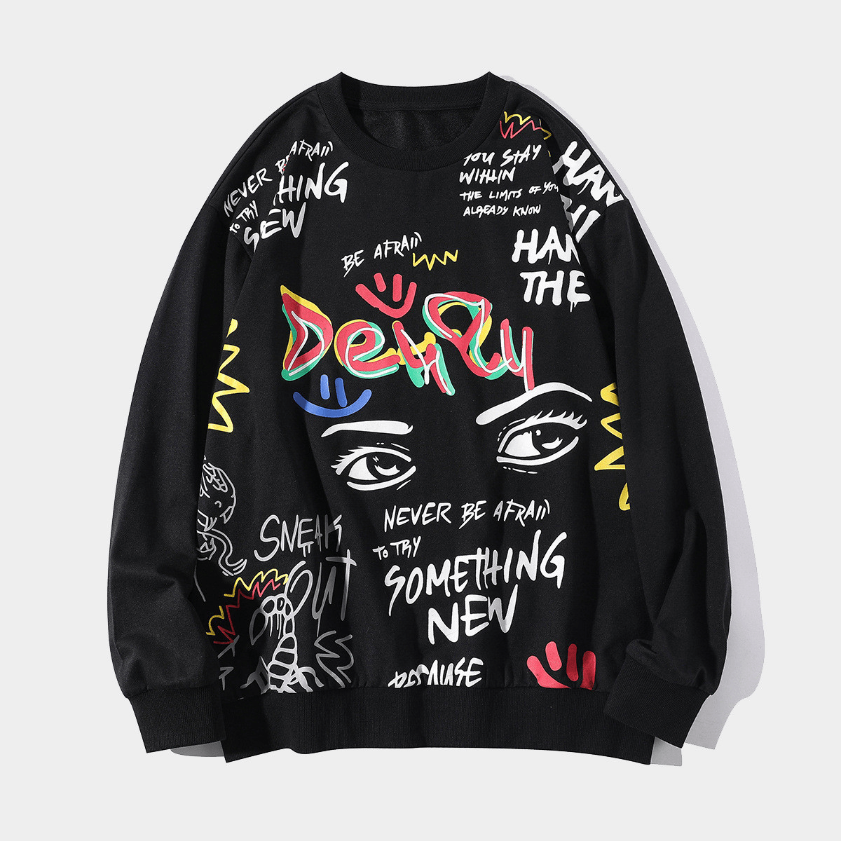 Printed Men'S Loose round Neck Long-Sleeved Sweater