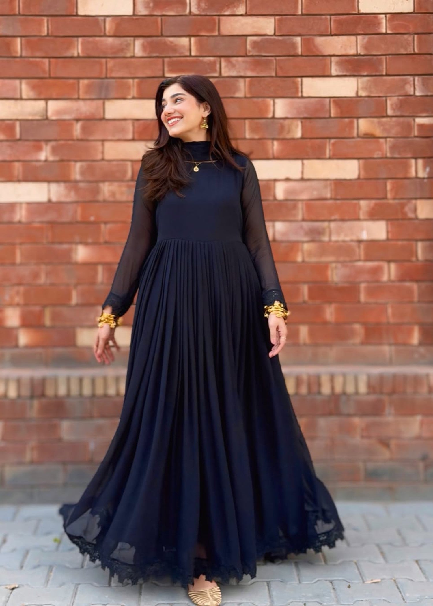 georgette chiffon Maxi in Black