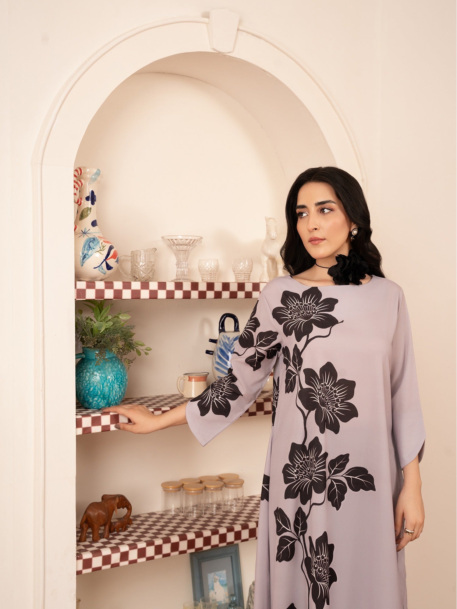 crepe Kurti in Lilac