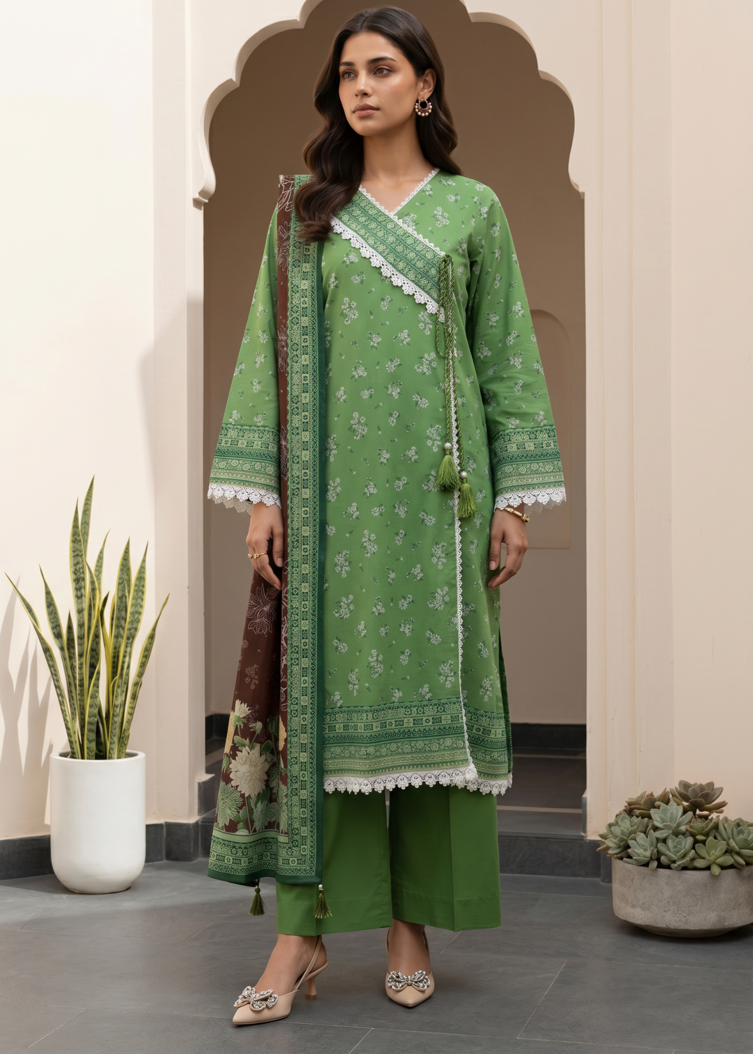 lawn Unstitched in Kelly green