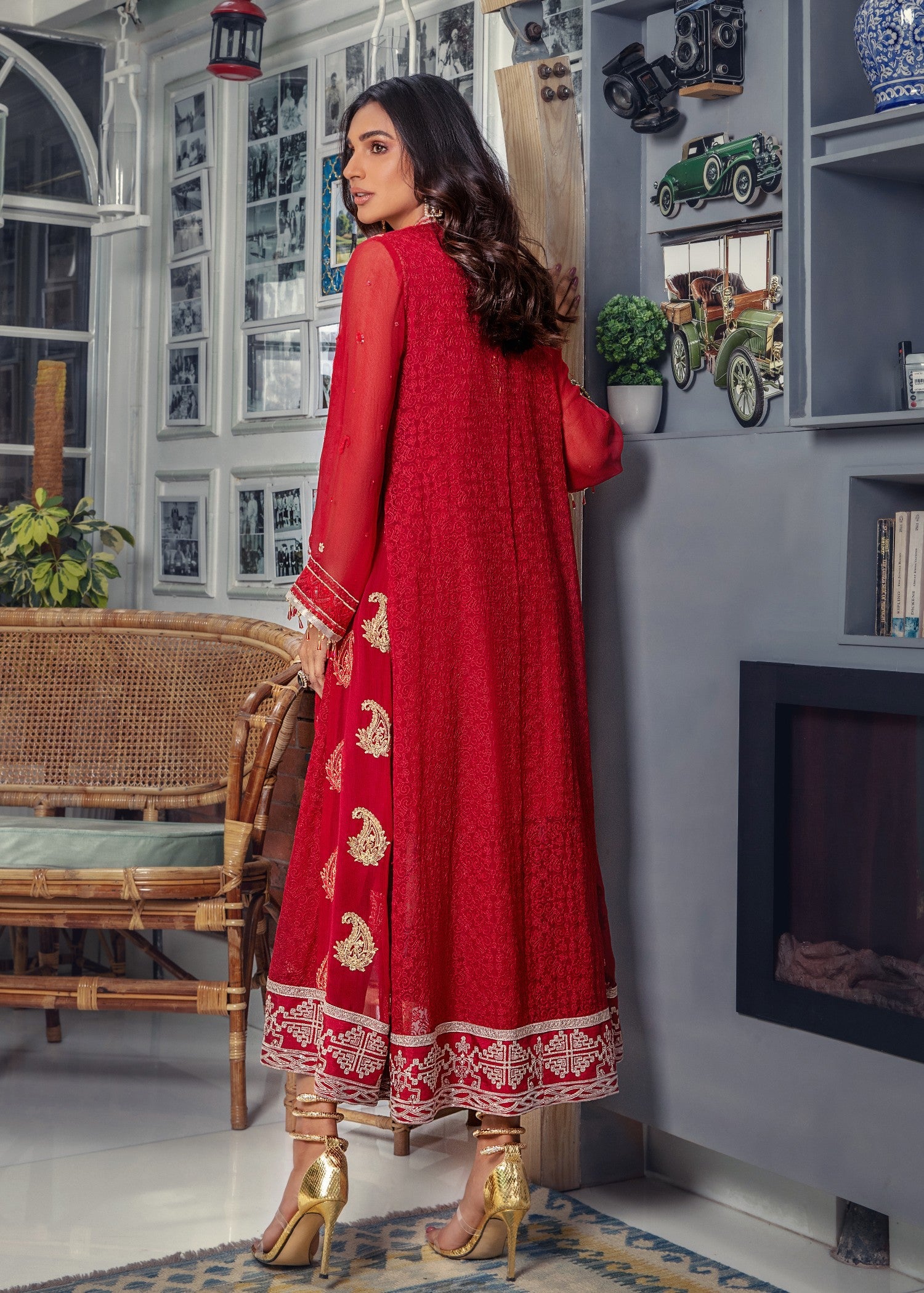 chiffon Gown in Red