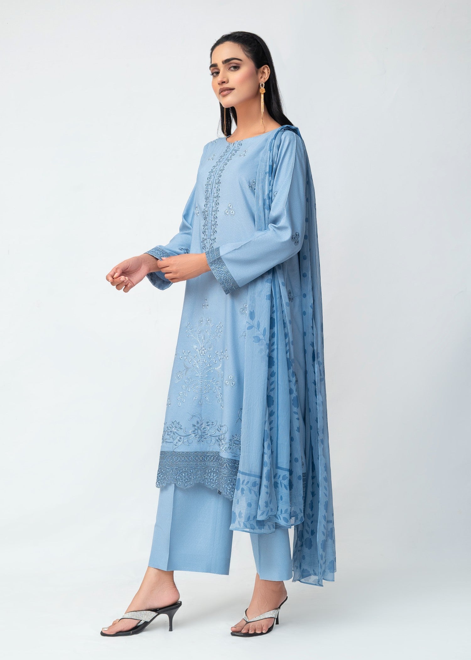 karandi Kurta Set in Sky blue