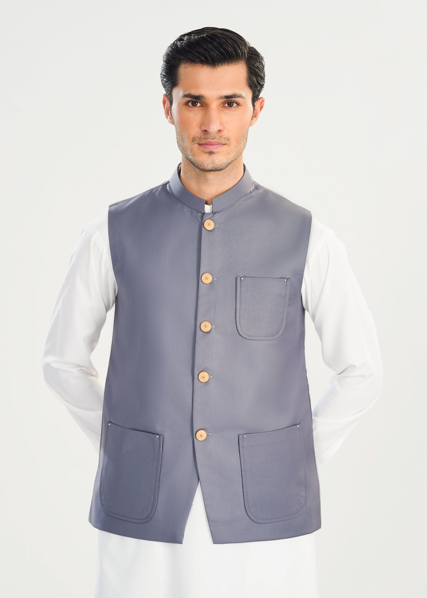 suiting Waistcoat in Off-white, slate grey