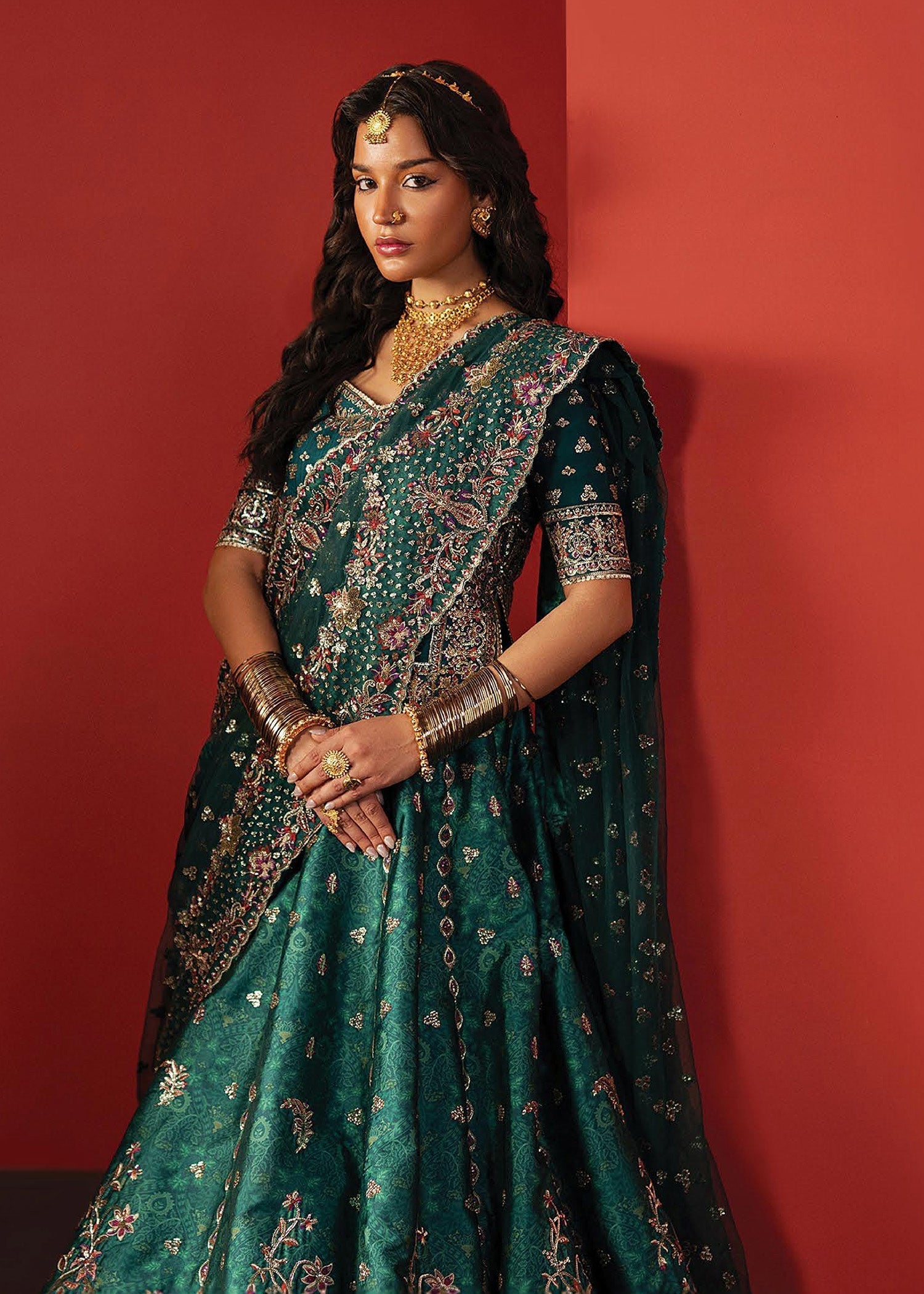 raw silk Unstitched in Green