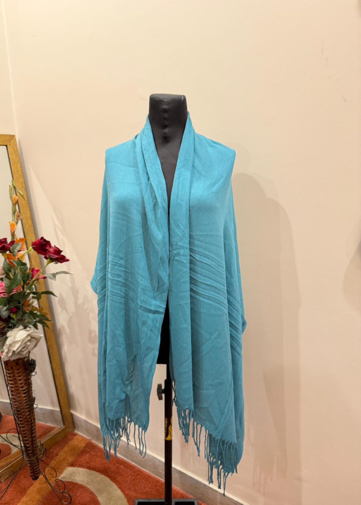 cashmere wool Hijab in Pacific blue