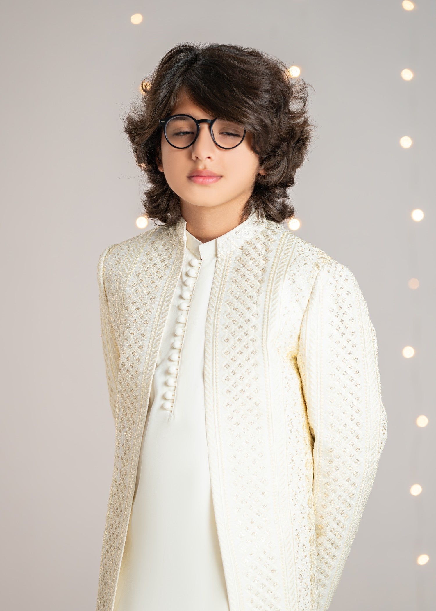 raw silk Prince Coat in Cream