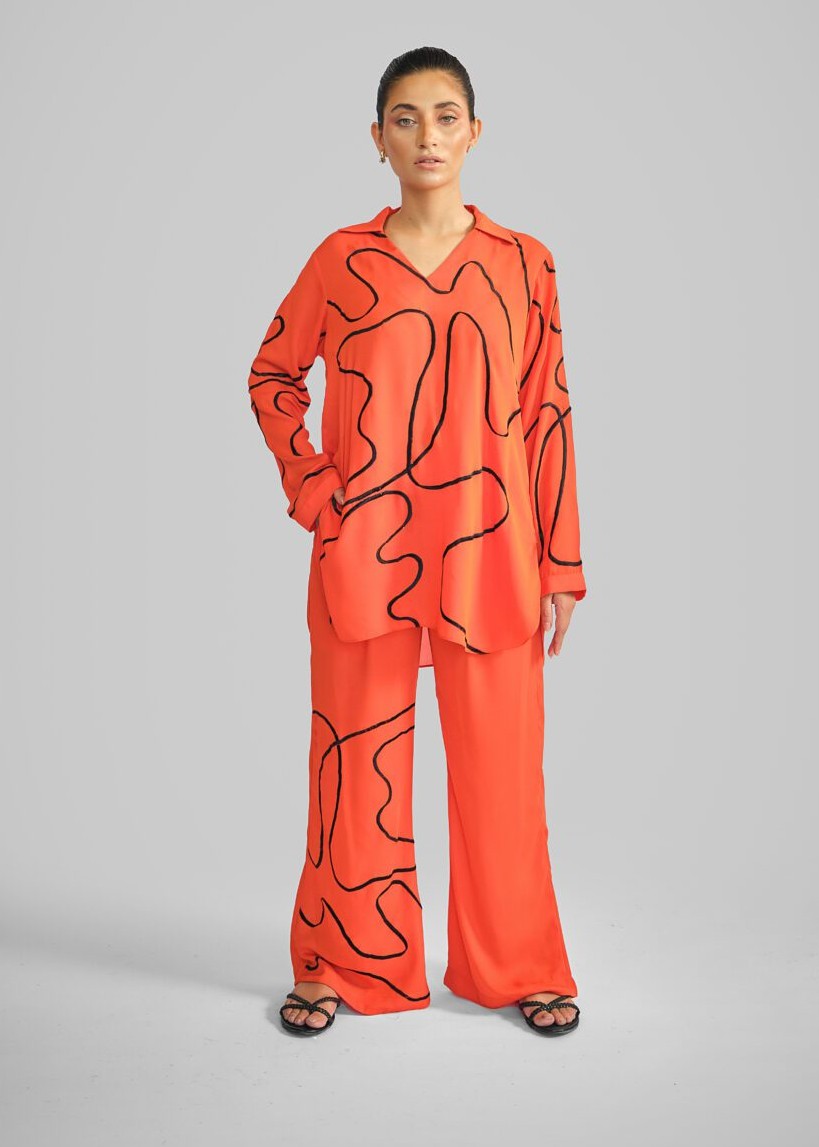 georgette Co Ord Sets in Pumpkin orange