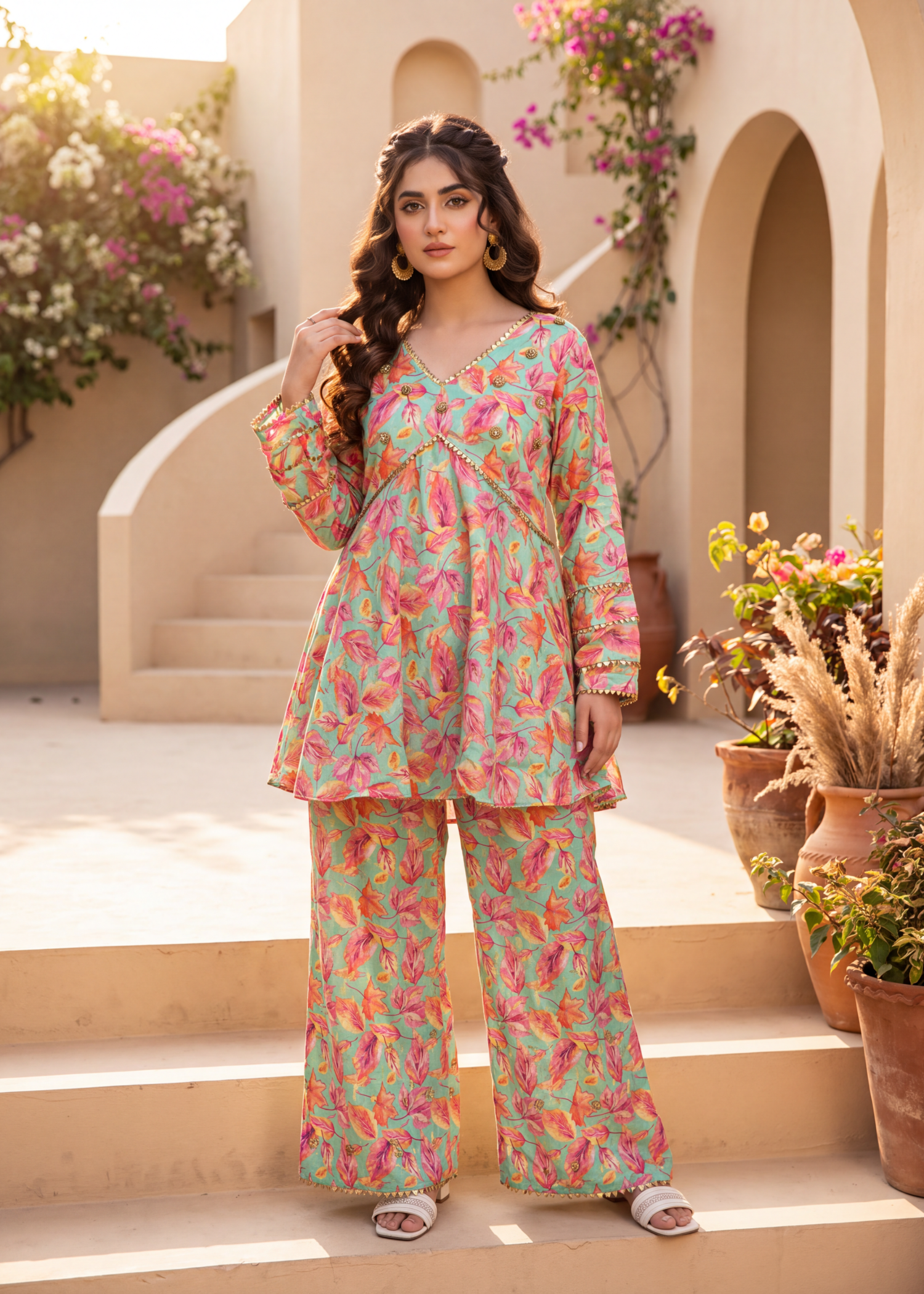 lawn Co Ord Sets in Aquamarine, lollipop pink