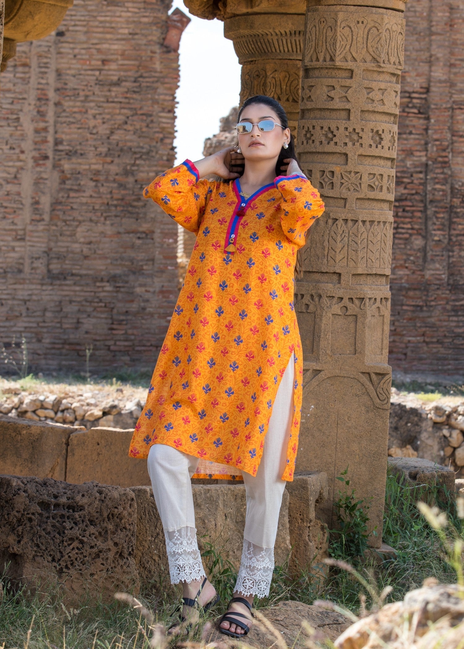cotton Kurti in Yellow