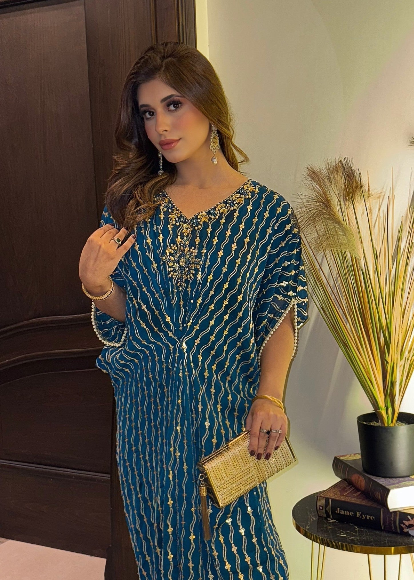 chiffon Kaftan in Teal
