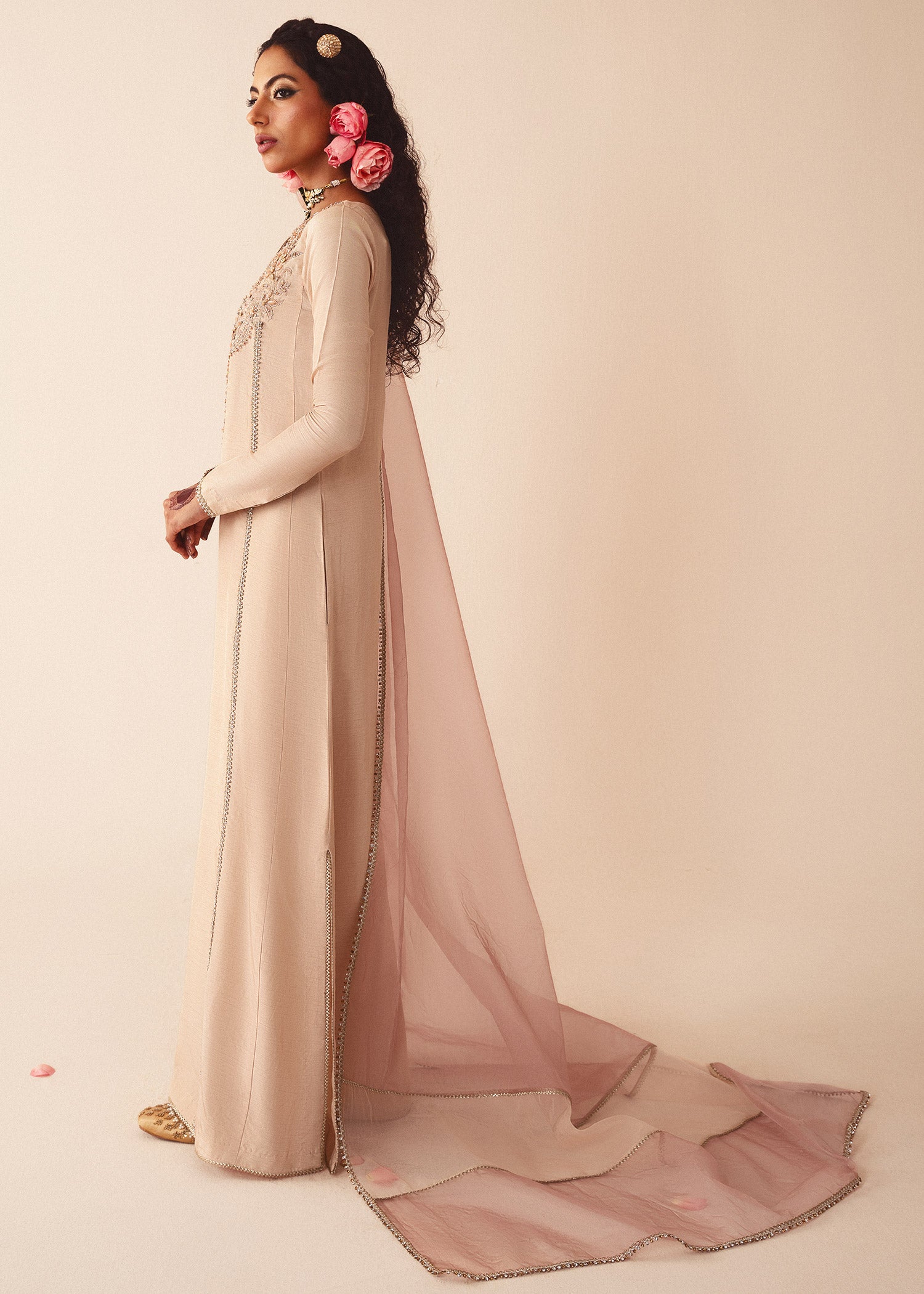 khaddi silk Kurta Set in Ivory