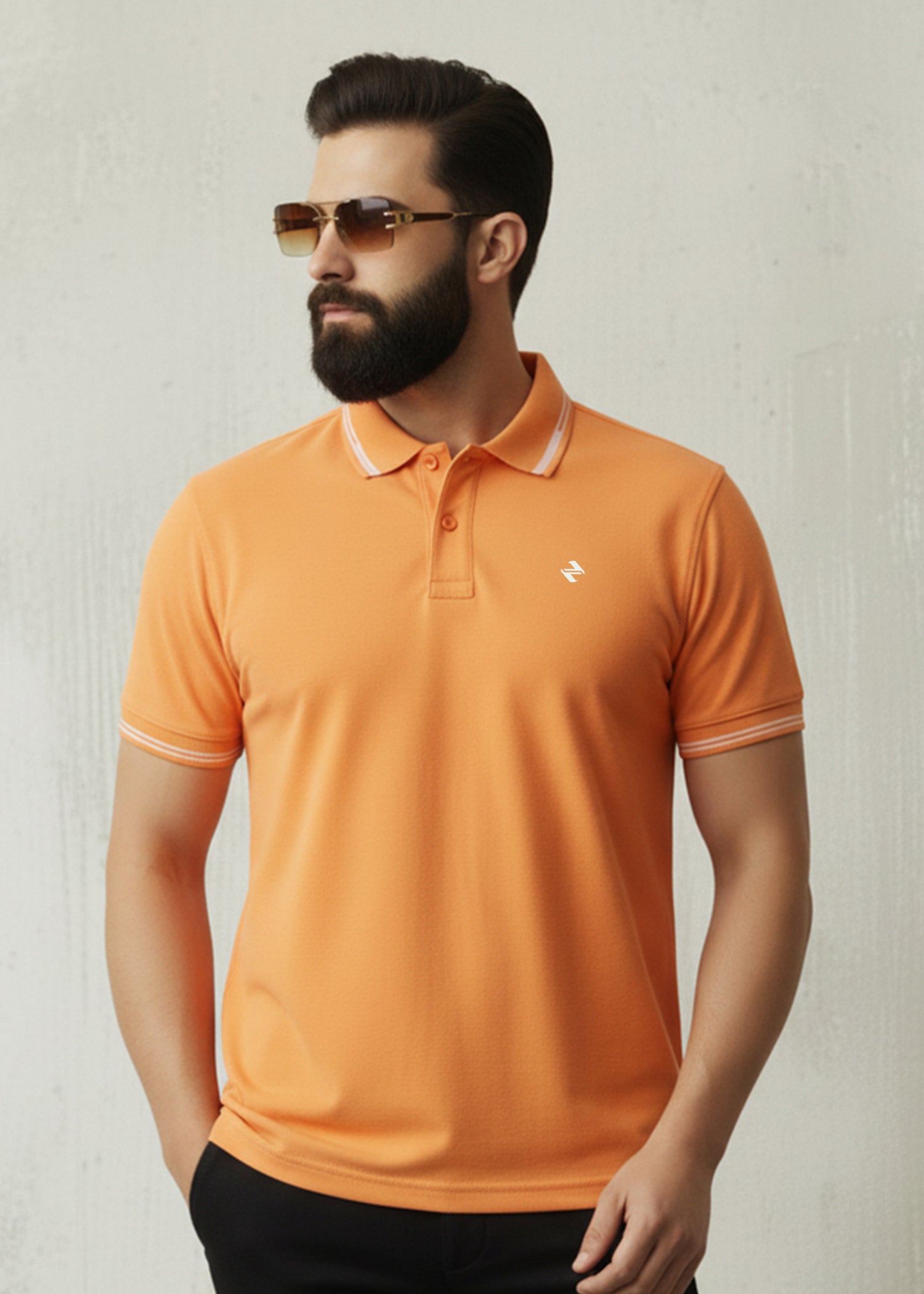cambric cotton Polo Shirt in Orange