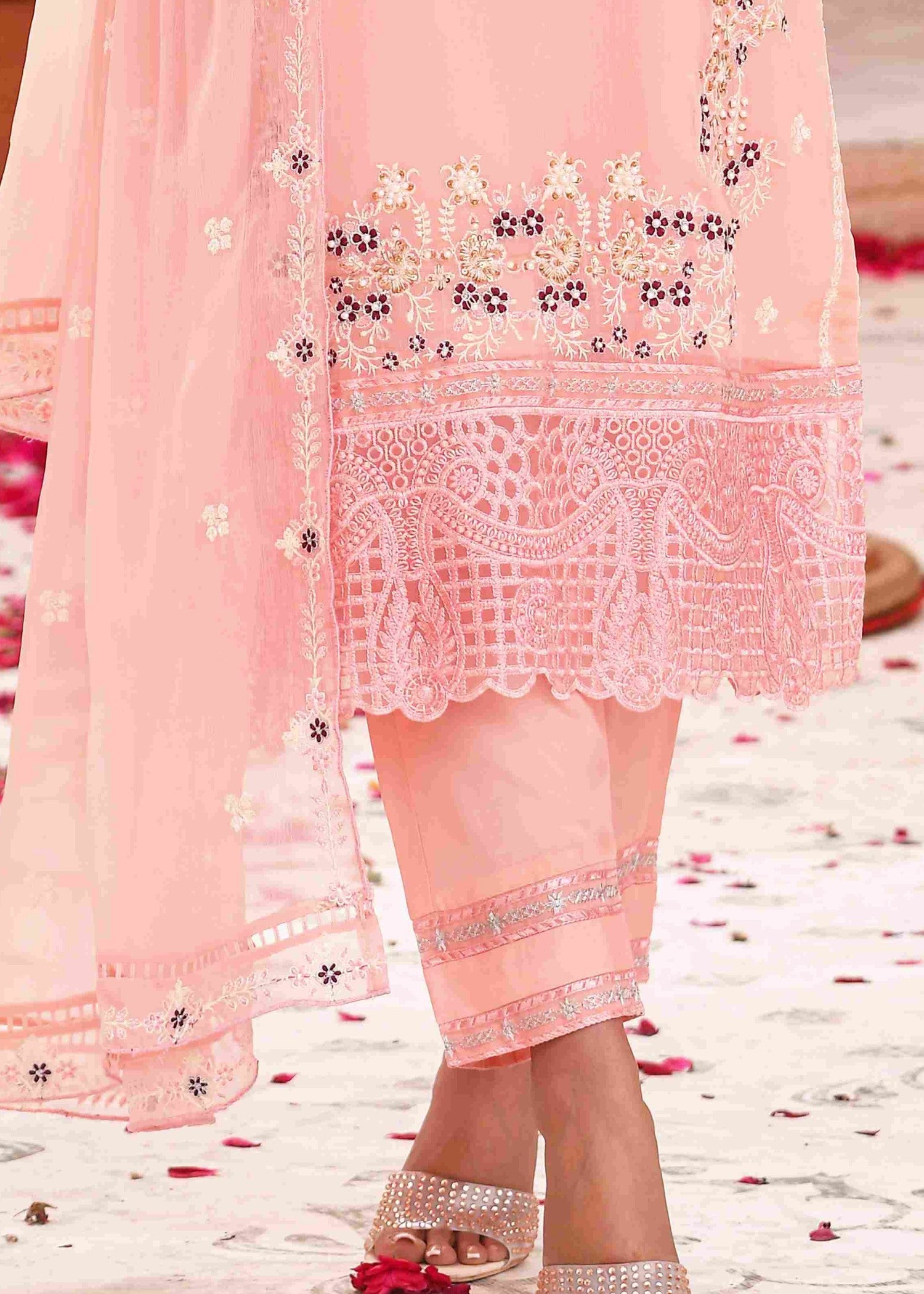 chiffon Unstitched in Pastel pink