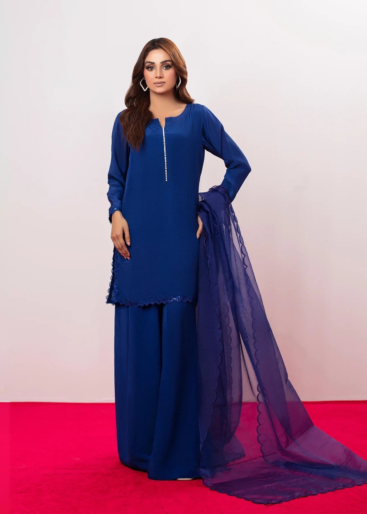 pk raw silk Kurta Set in Navy blue