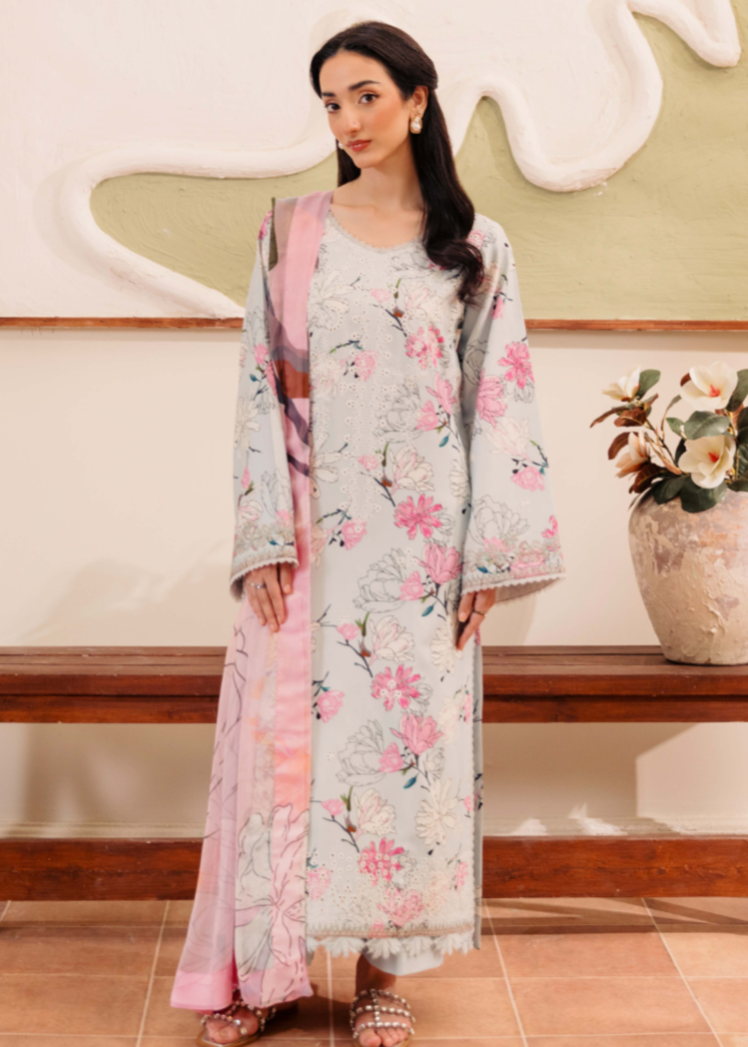 satin viscose Unstitched in Multi