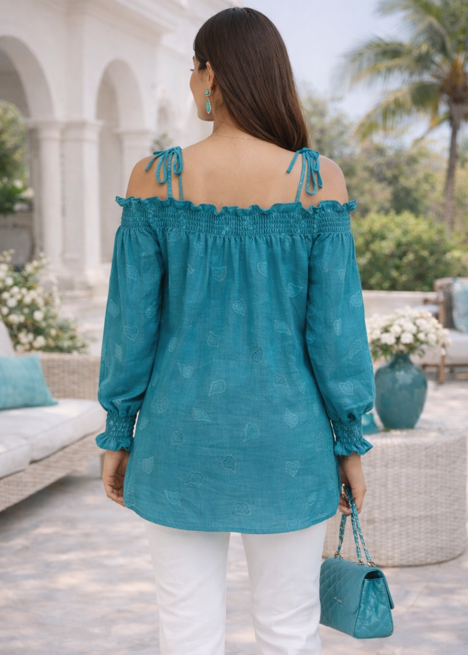 dobby Tunic in Bondi blue