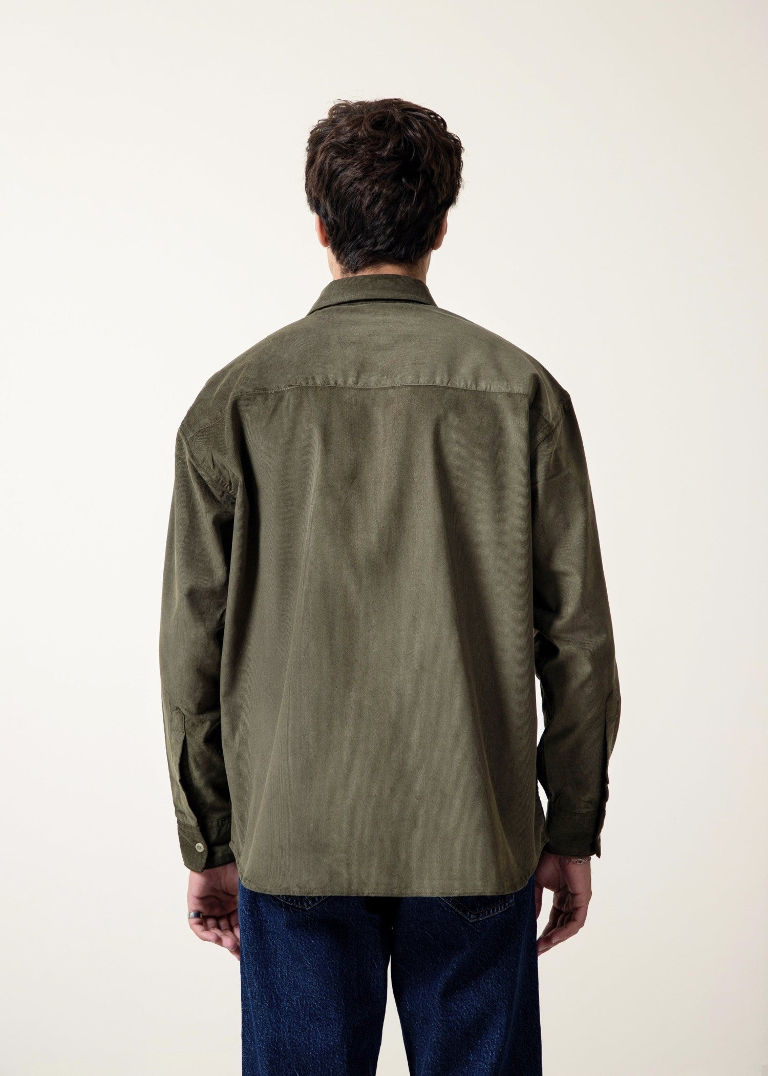 corduroy Casual Shirt in Olive green