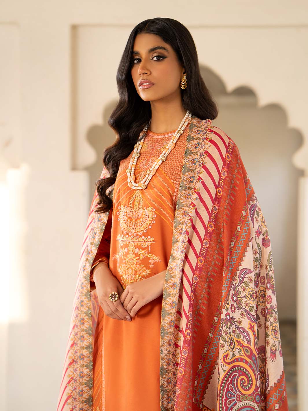 karandi Unstitched in Orange