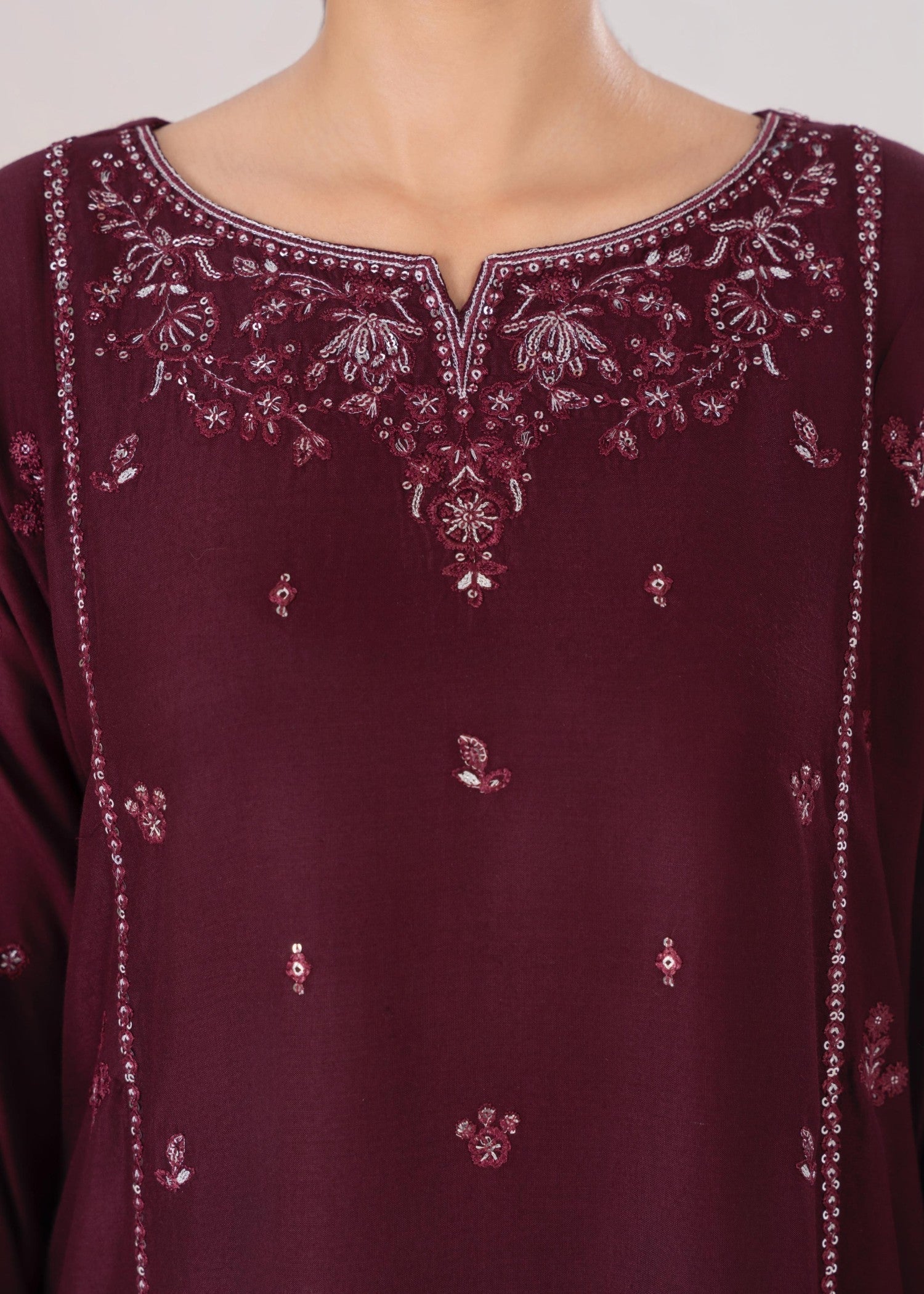 linen Kurta Set in Plum