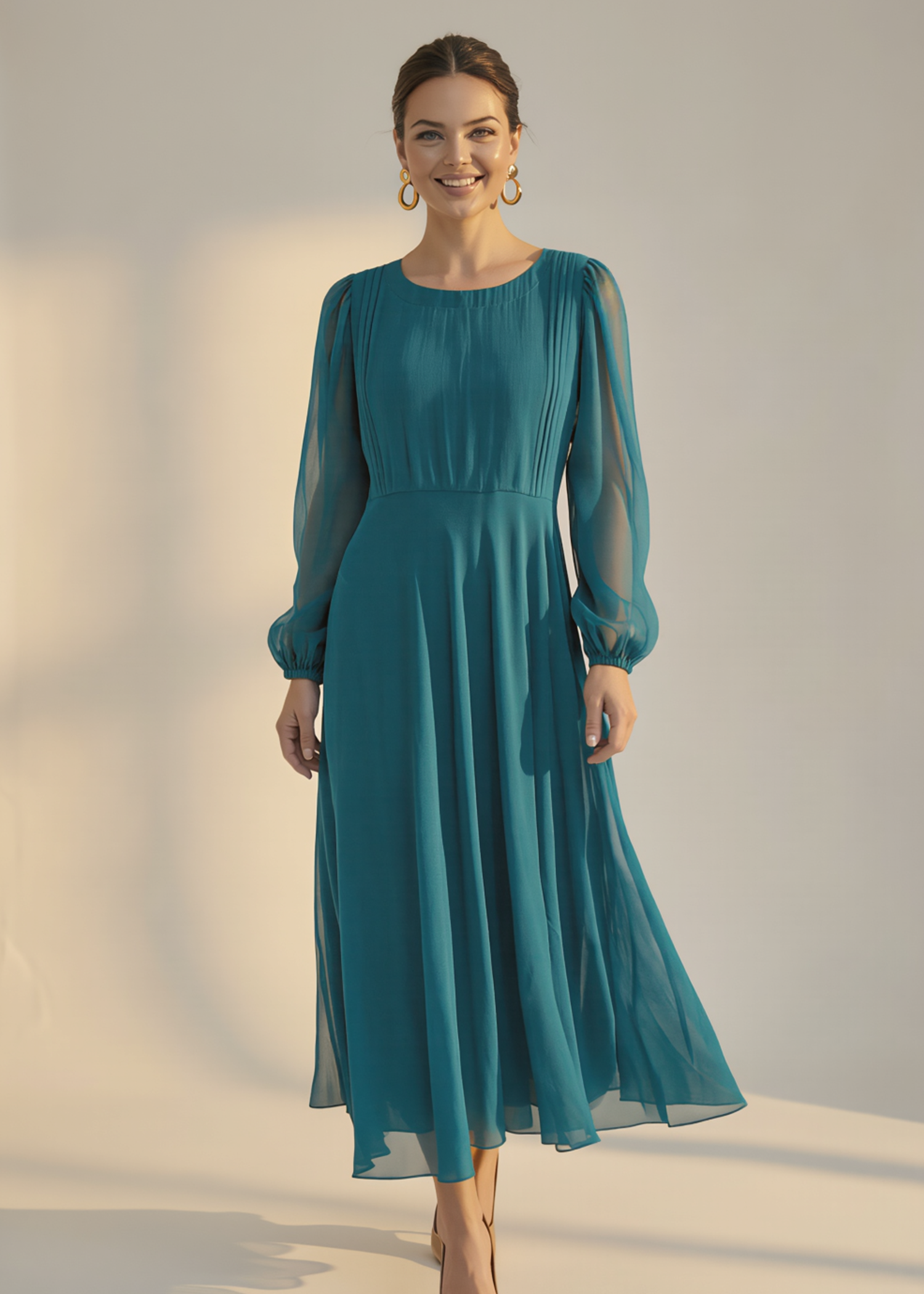 crinkle chiffon Maxi in Carolina blue