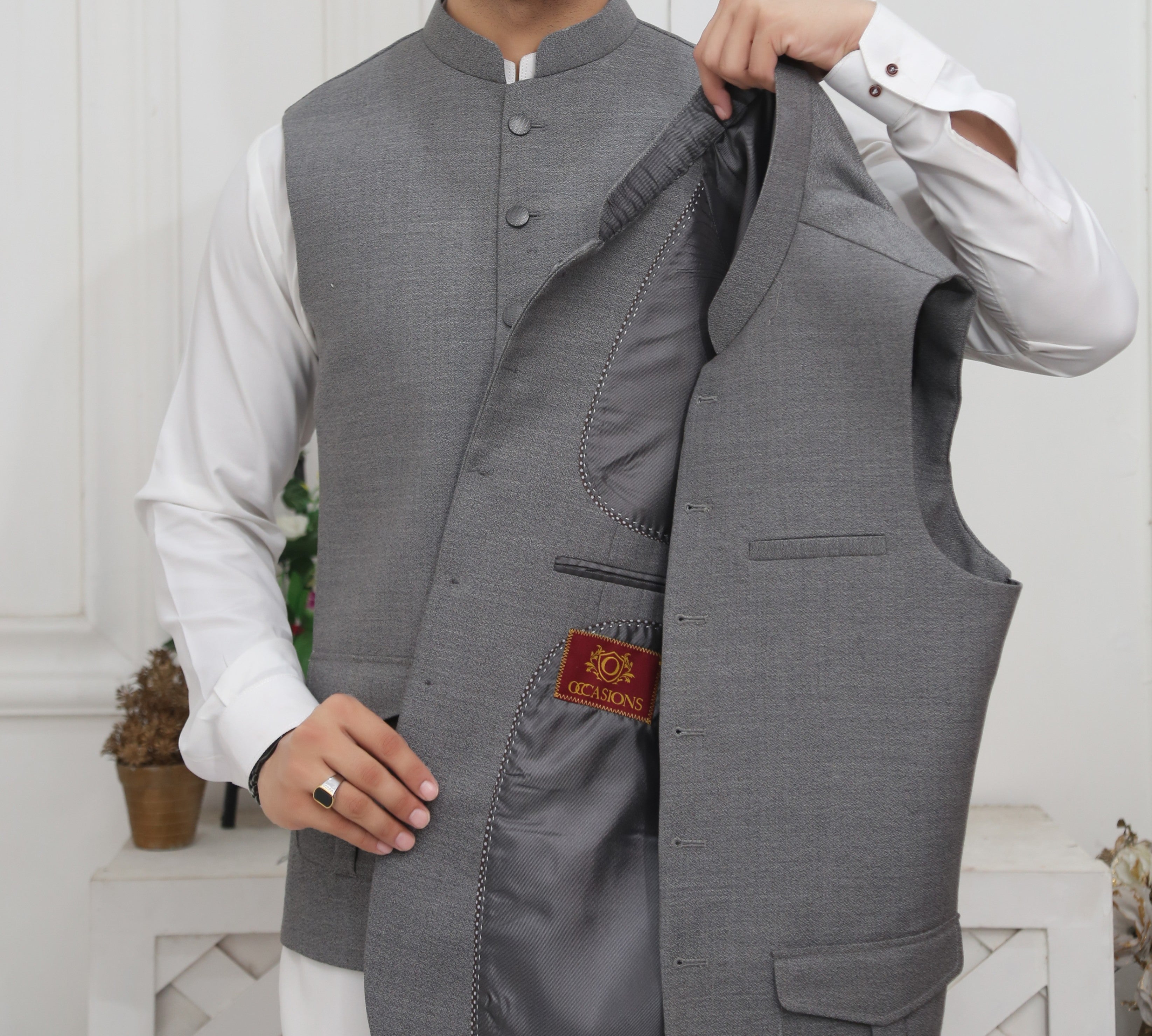 tropical Waistcoat in Silver