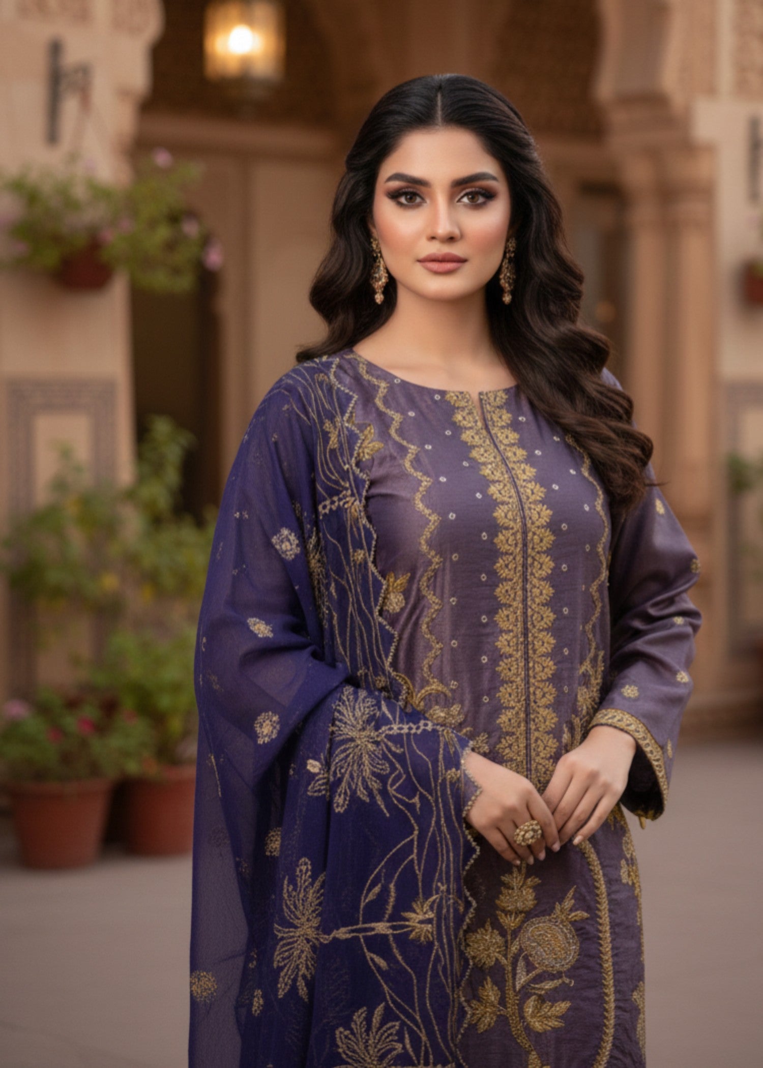 masuri Kurta Set in Purple