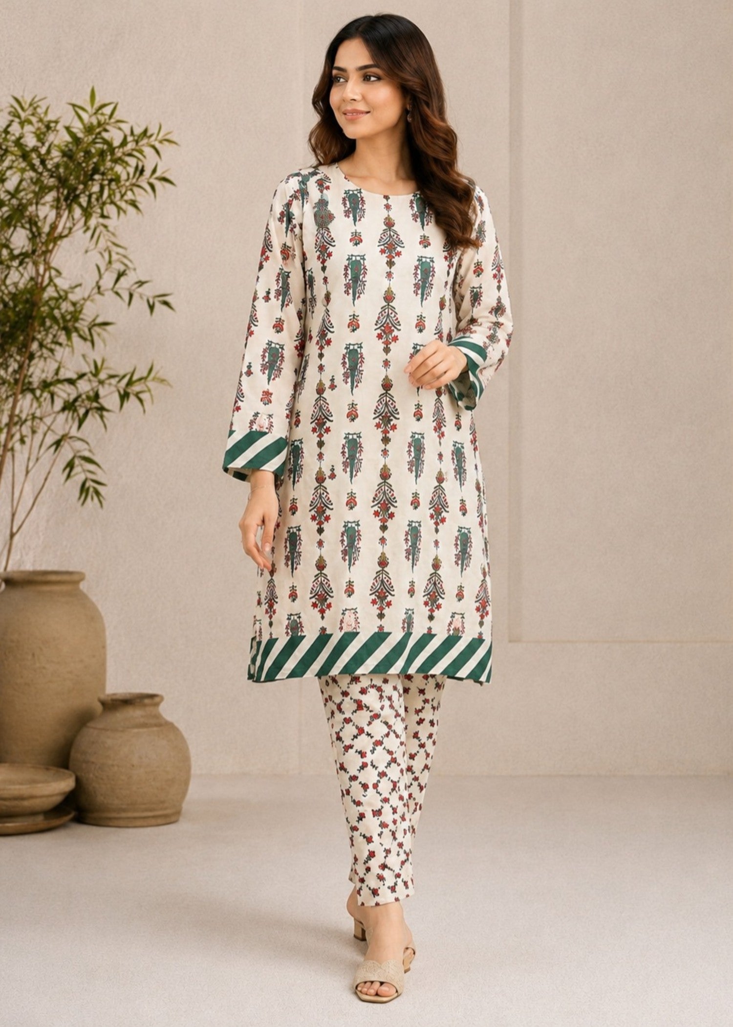 lawn Unstitched in Maroon, floral white