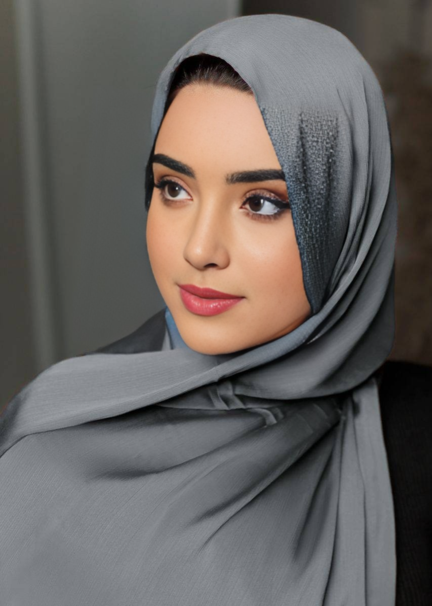 satin silk Hijab in Steal grey