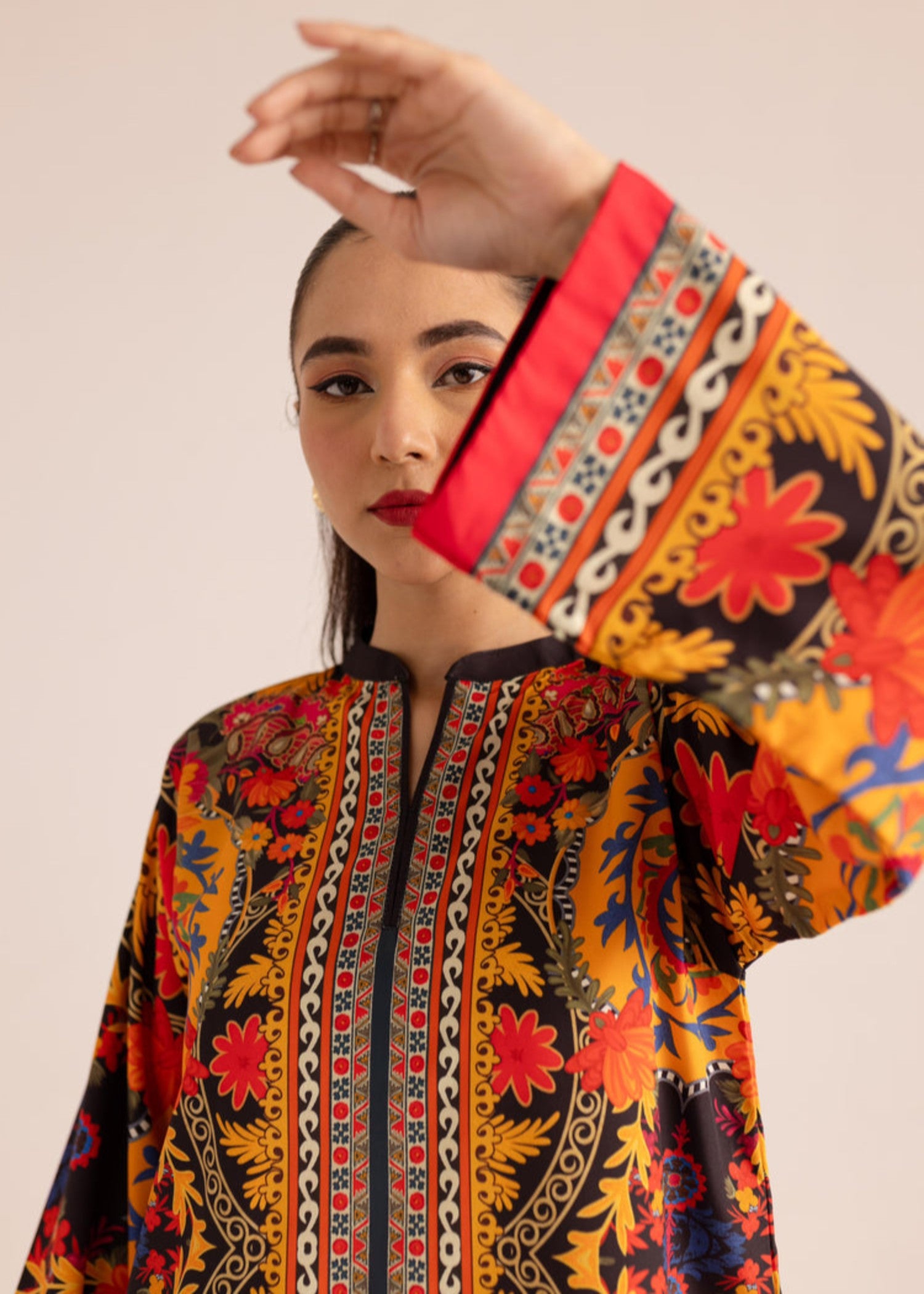 silk Kurta Set in Pumpkin orange
