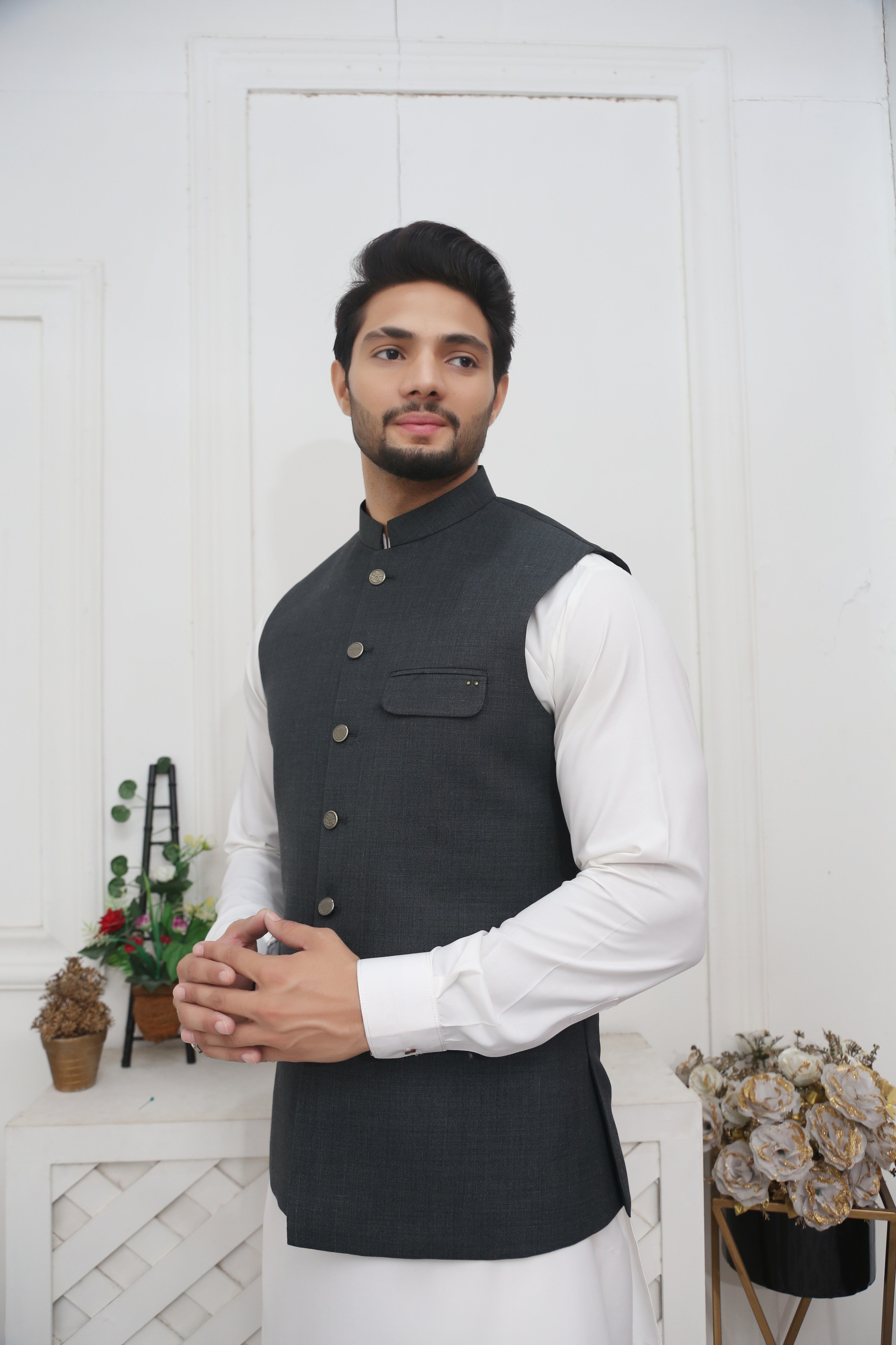 tropical Waistcoat in Smoke grey
