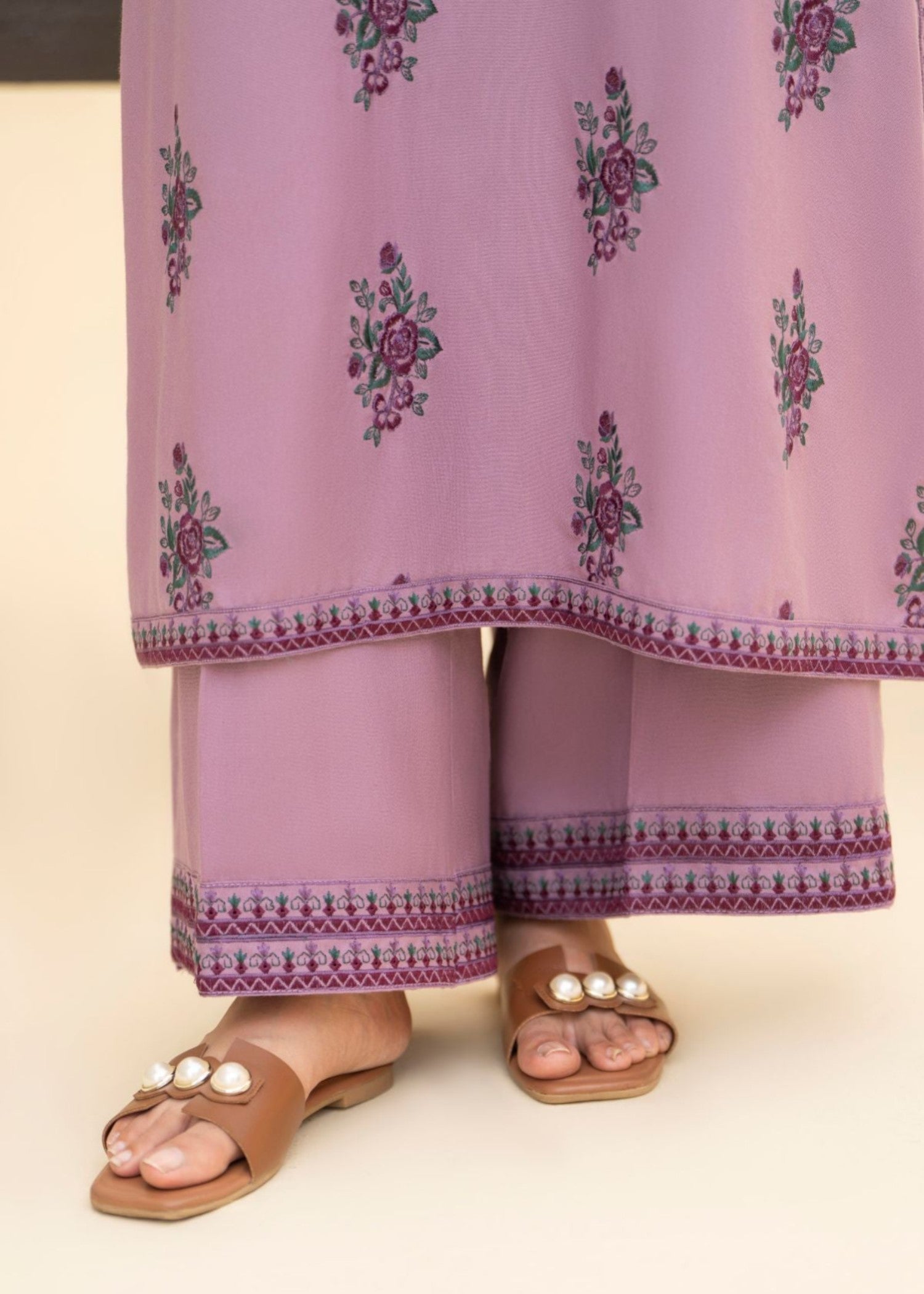 linen Kurta Set in Mauve pink