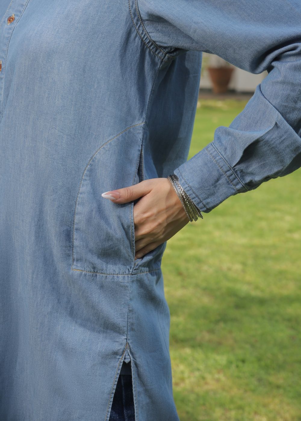 denim Kurti in Light blue