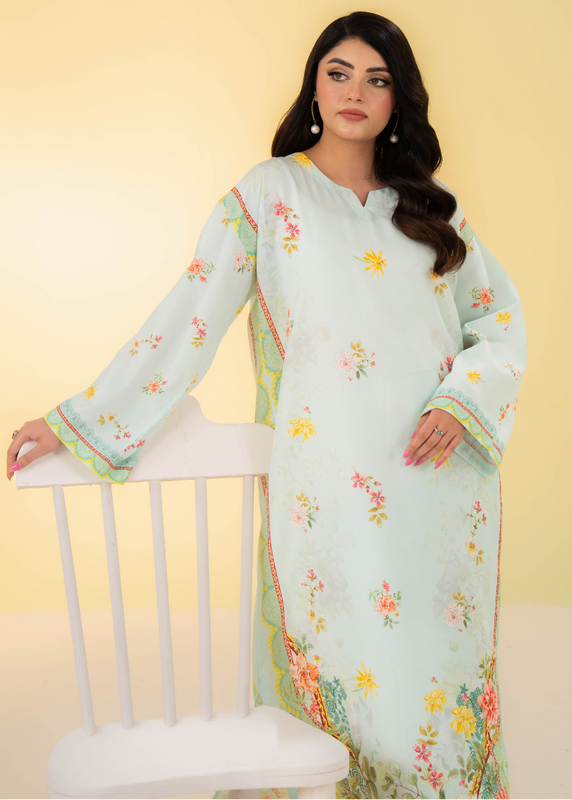 poly lawn Kaftan in Pastel green