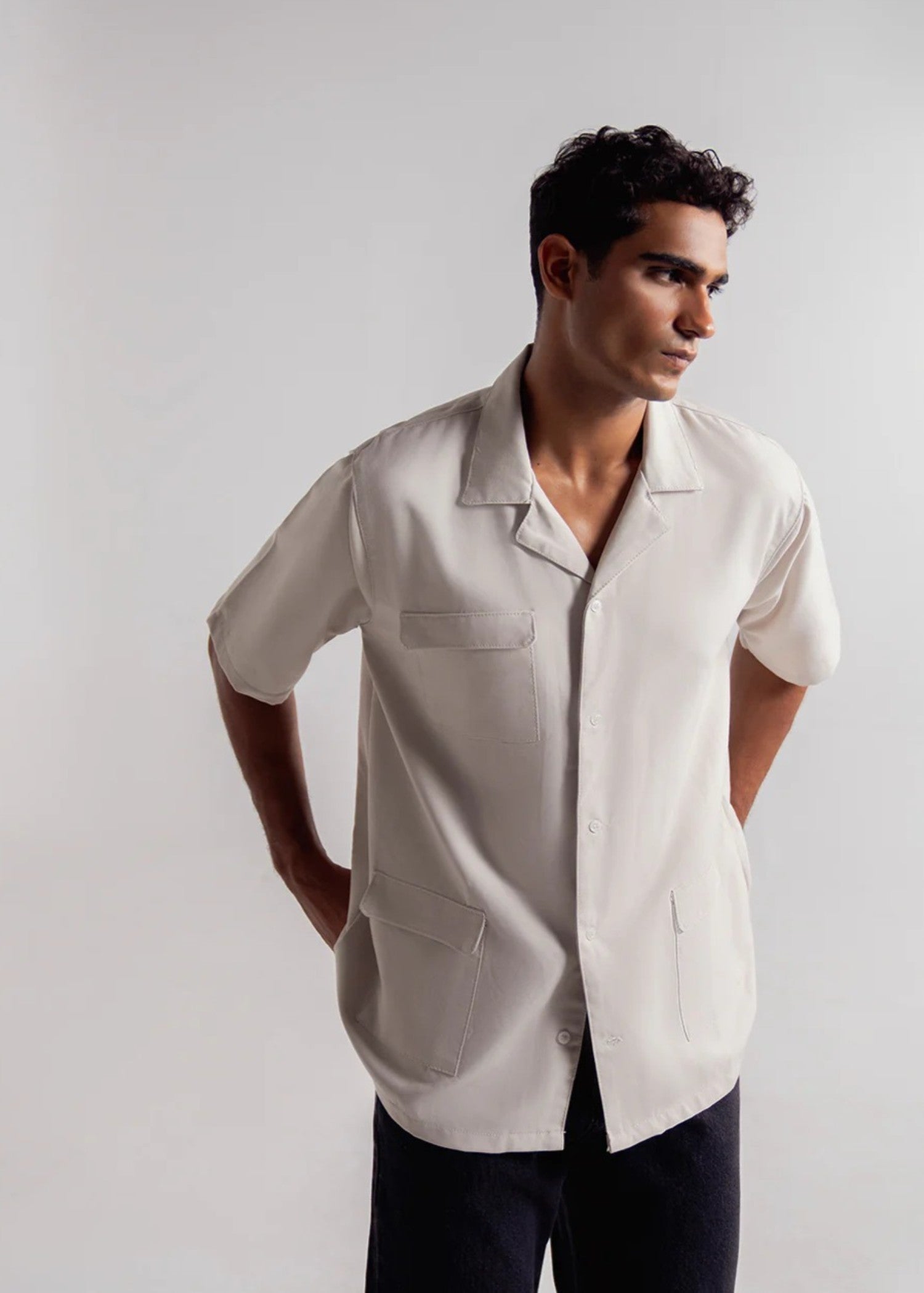 cotton jersey Casual Shirt in White