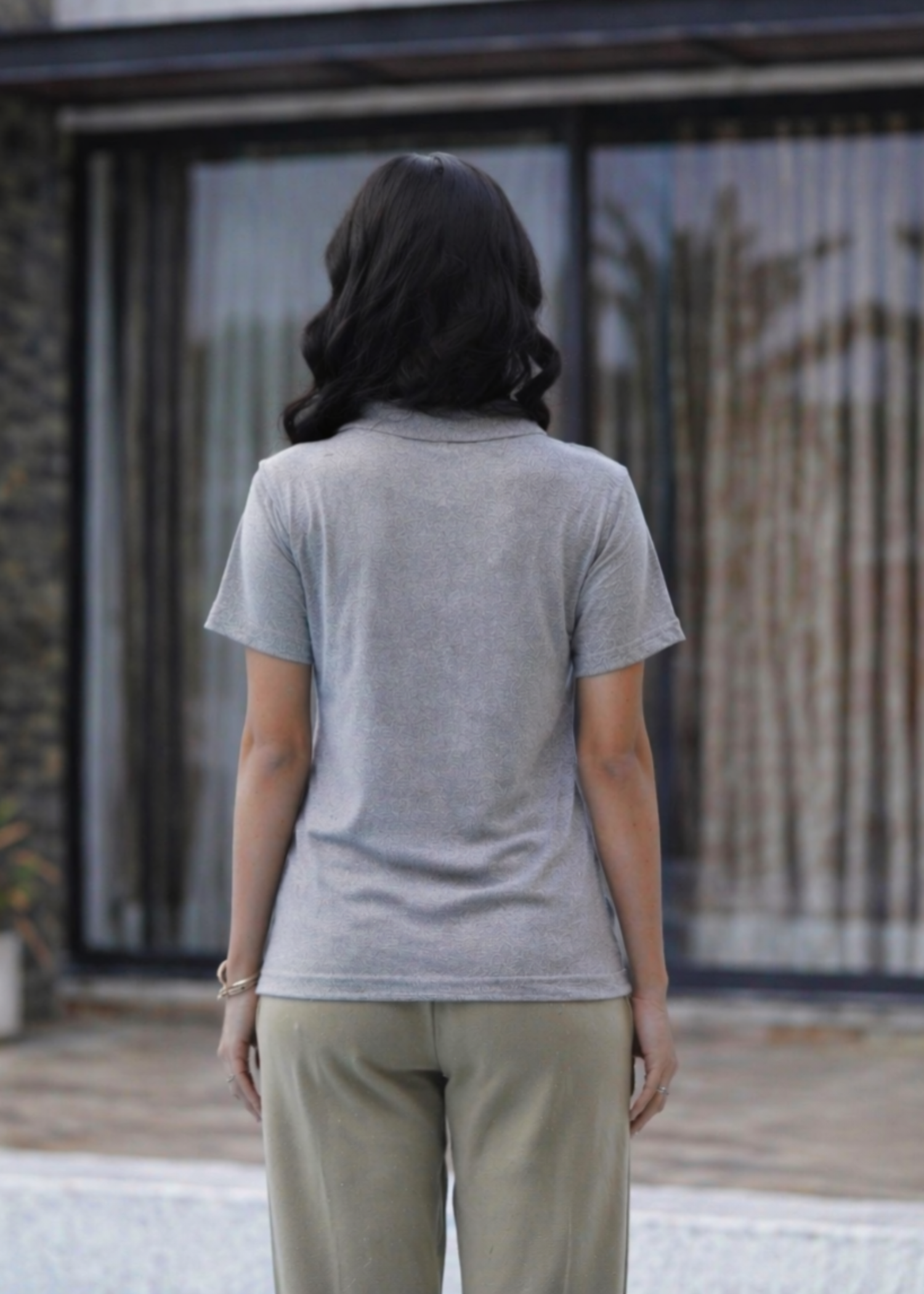 cotton Polo Shirt in Grey
