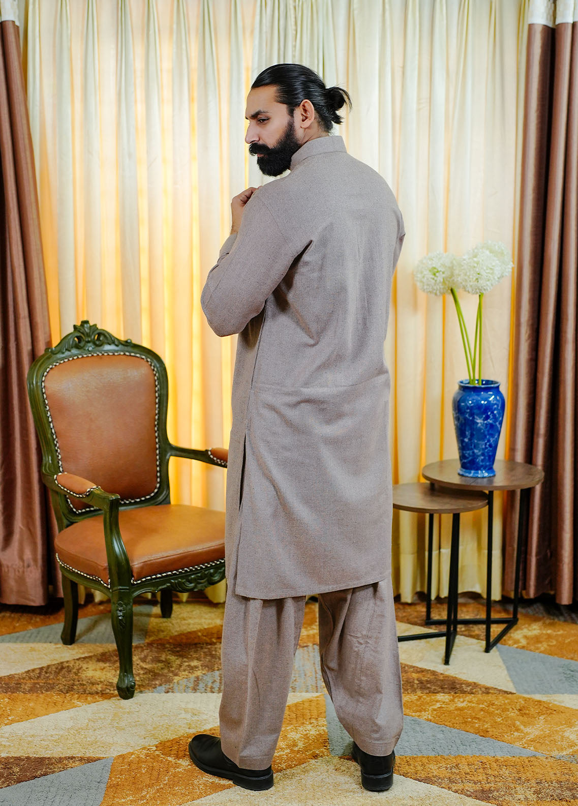 blended wool Shalwar Kameez in Lilac
