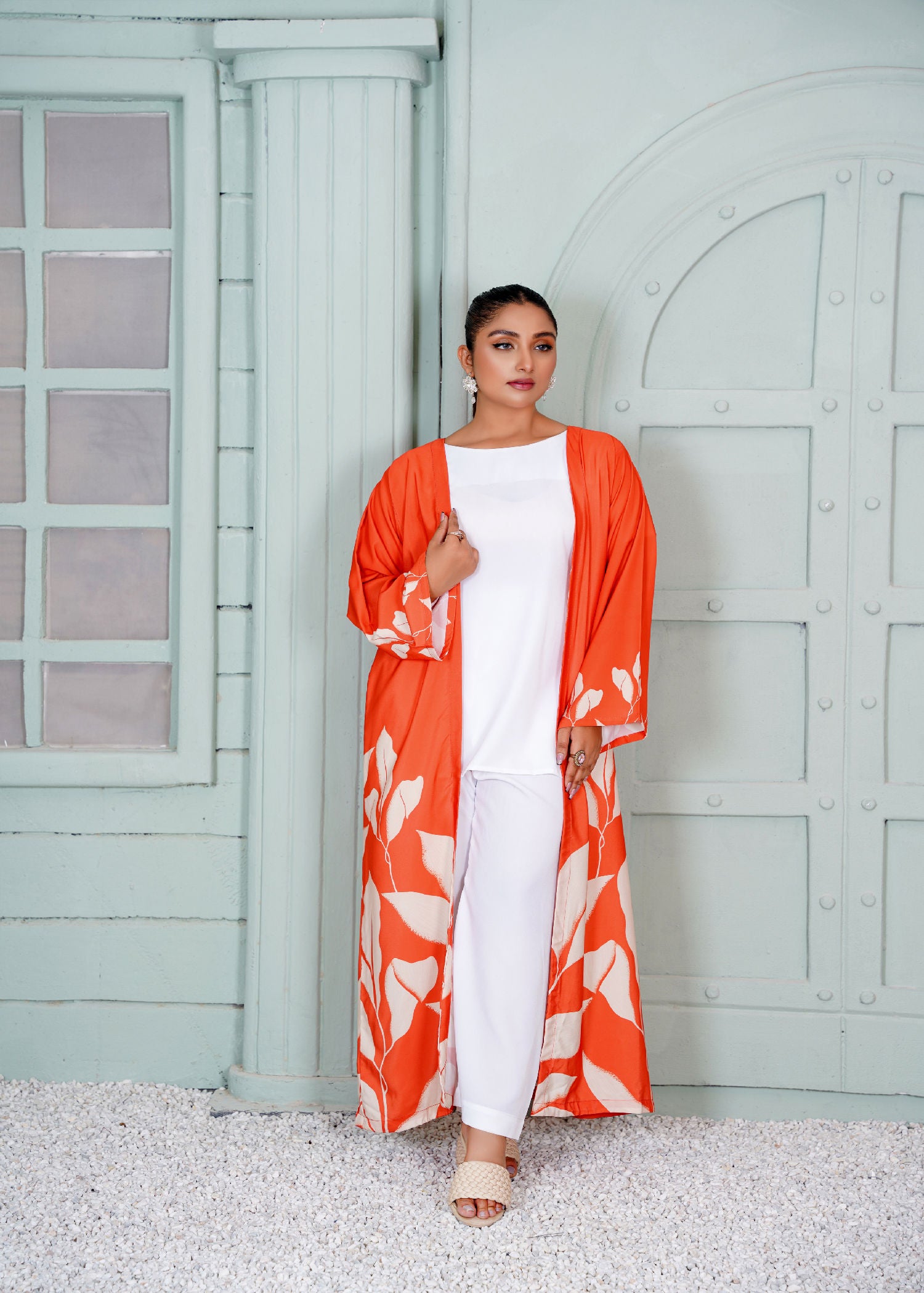 crepe Gown in Pumpkin orange