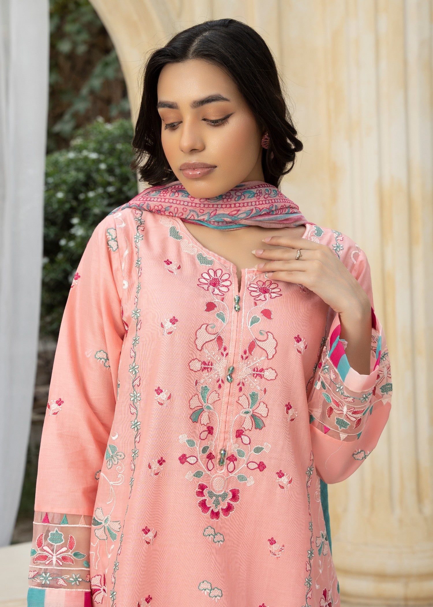 lawn cotton Kurta Set in Blush pink, blush